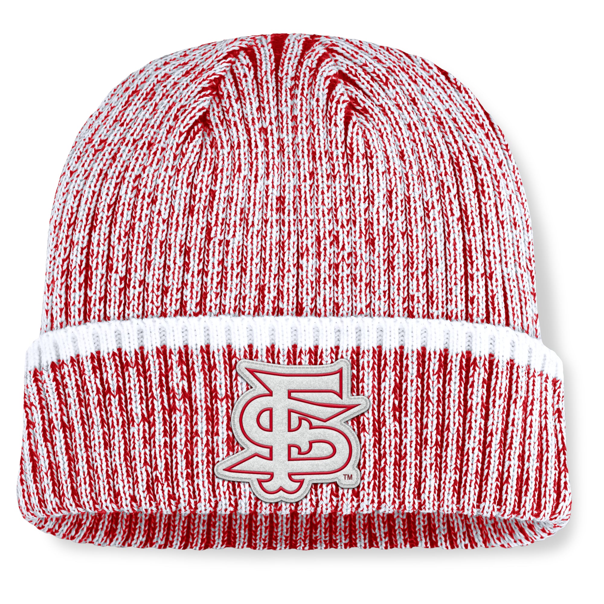 Men's Fanatics  Red/White Fresno State Bulldogs Haze Cuffed Knit Hat