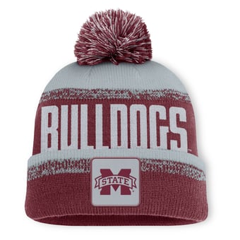 Men's Fanatics Maroon/Gray Mississippi State Bulldogs Thrive Cuffed Knit Hat with Pom