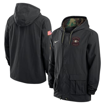 Men's Nike Black Georgia Bulldogs 2025 NCAA Military Appreciation Full-Snap Jacket