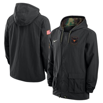 Men's Nike Black Texas Longhorns 2025 NCAA Military Appreciation Full-Snap Jacket