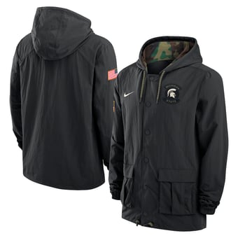 Men's Nike Black Michigan State Spartans 2025 NCAA Military Appreciation Full-Snap Jacket