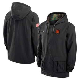 Men's Nike Black Clemson Tigers 2025 NCAA Military Appreciation Full-Snap Jacket