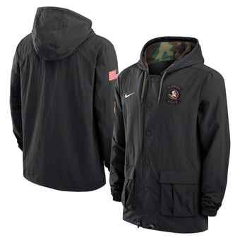 Men's Nike Black Florida State Seminoles 2025 NCAA Military Appreciation Full-Snap Jacket