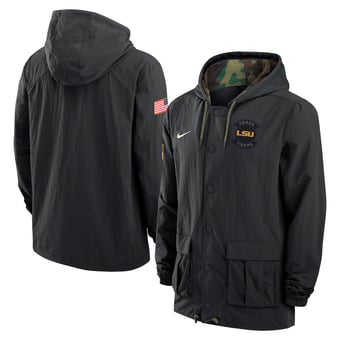 Men's Nike Black LSU Tigers 2025 NCAA Military Appreciation Full-Snap Jacket
