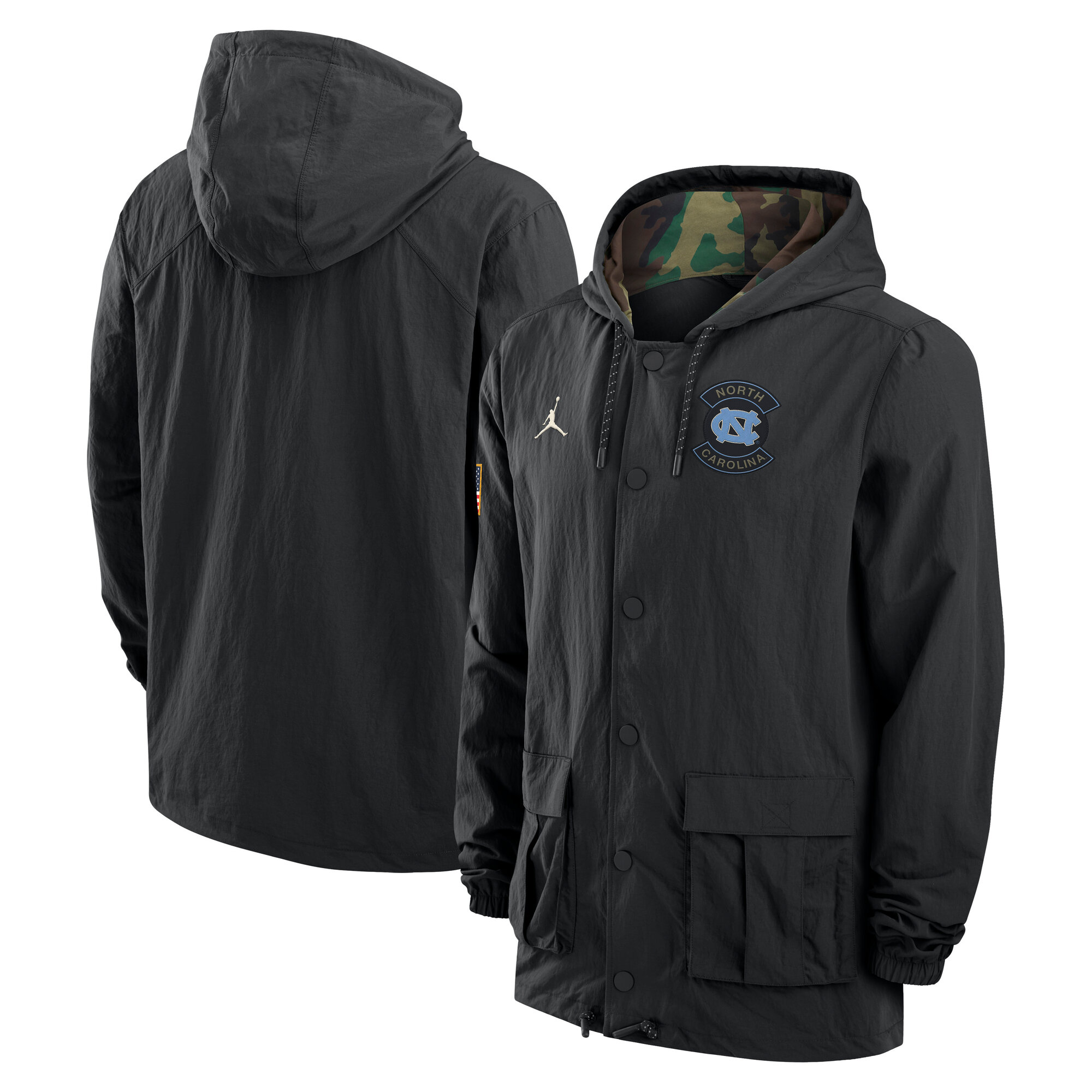 Men's Jordan Brand Black North Carolina Tar Heels 2025 NCAA Military Appreciation Full-Snap Jacket