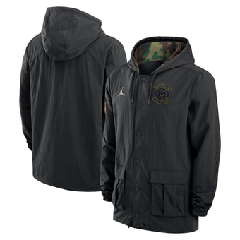 Men's Jordan Brand Black Michigan Wolverines 2025 NCAA Military Appreciation Full-Snap Jacket