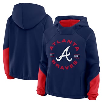 Women's Fanatics Navy Atlanta Braves Oversized Time to Win Pullover Hoodie