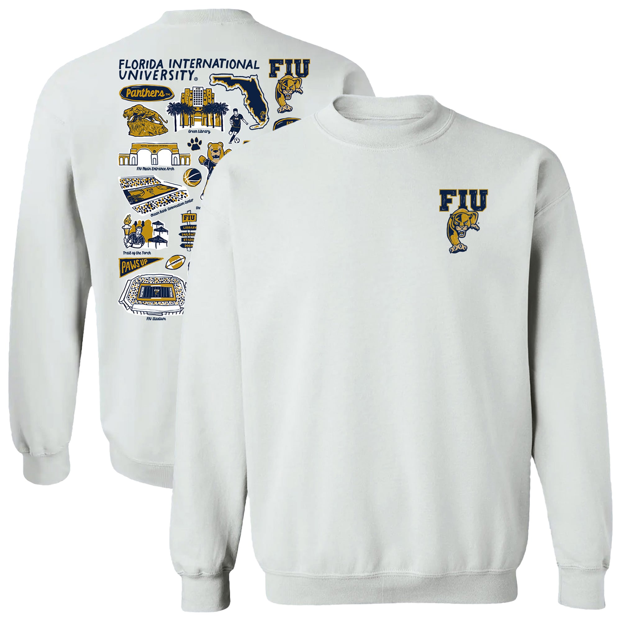 Women's Vive La Fete  White FIU Panthers Impressions Artwork Pullover Sweatshirt