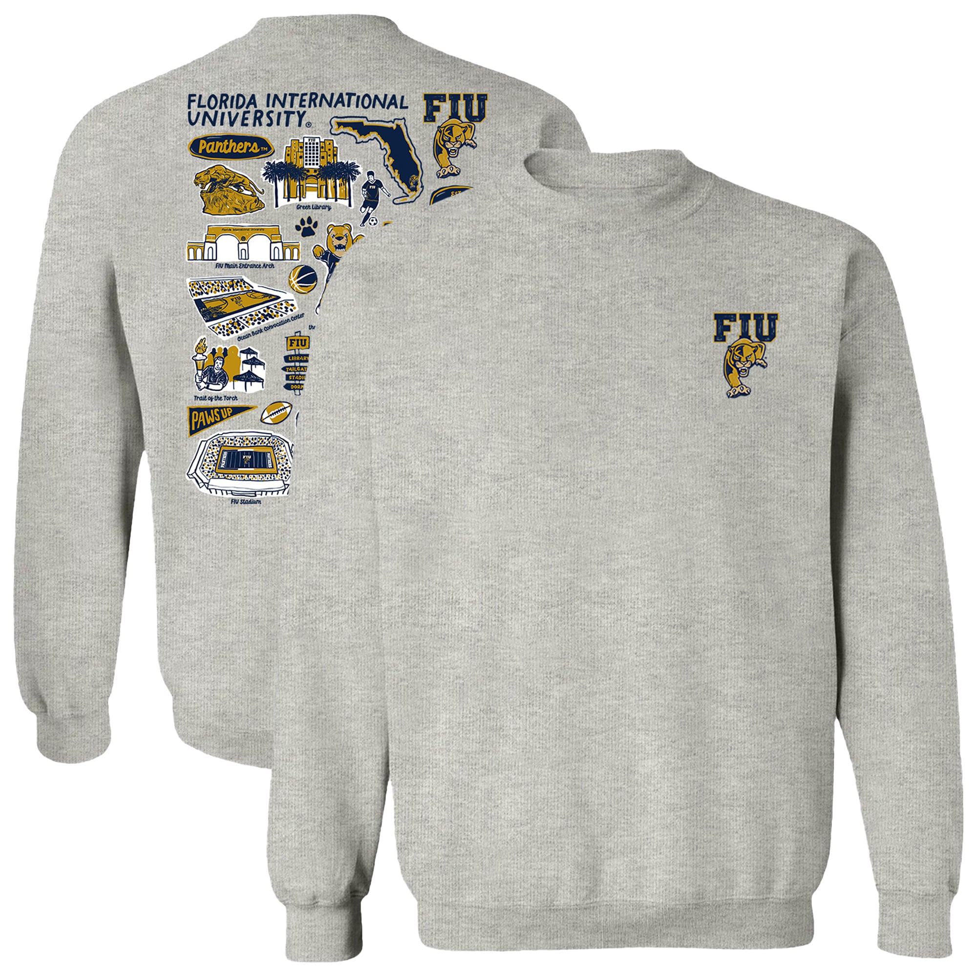 Women's Vive La Fete  Gray FIU Panthers Impressions Artwork Pullover Sweatshirt