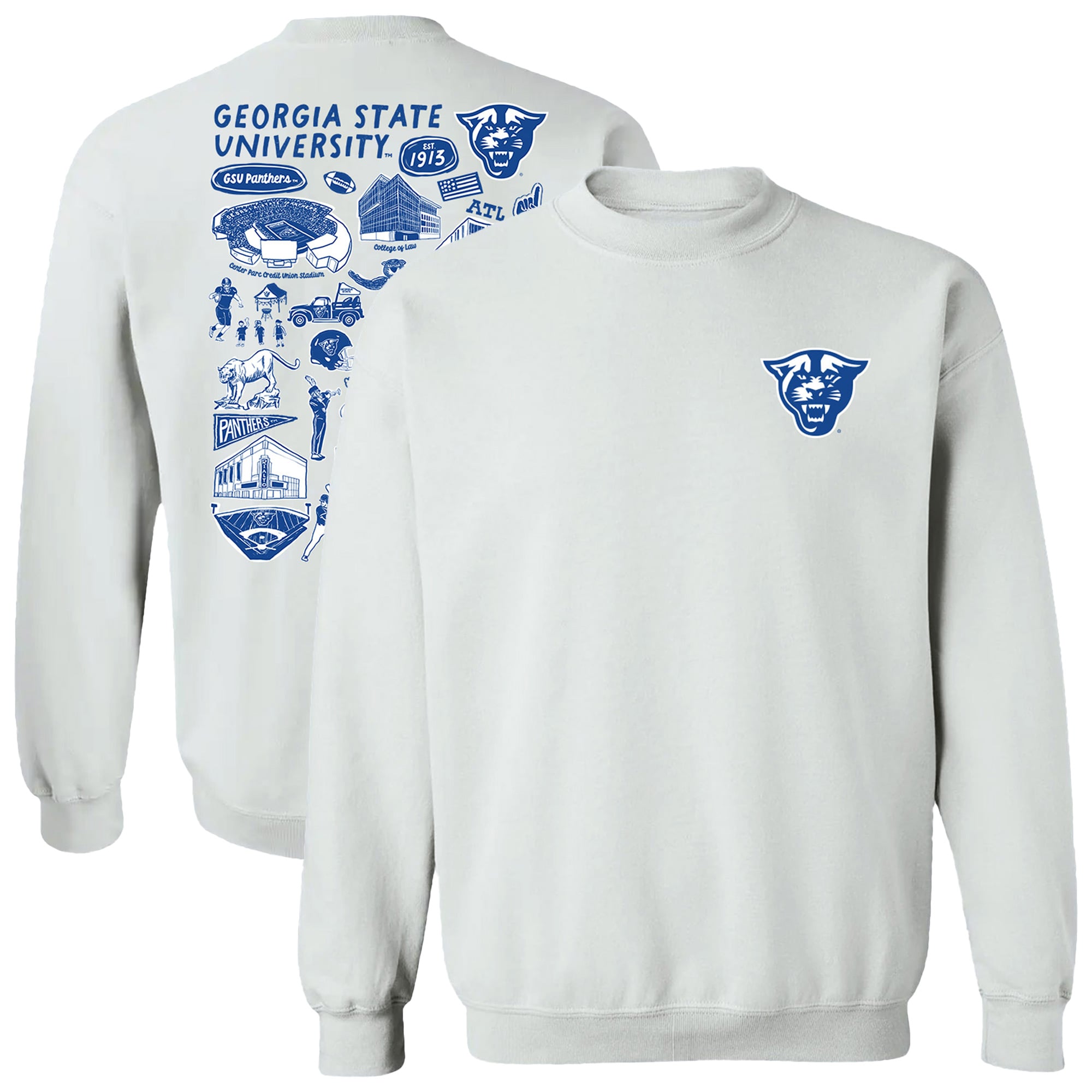 Women's Vive La Fete  White Georgia State Panthers Impressions Artwork Pullover Sweatshirt