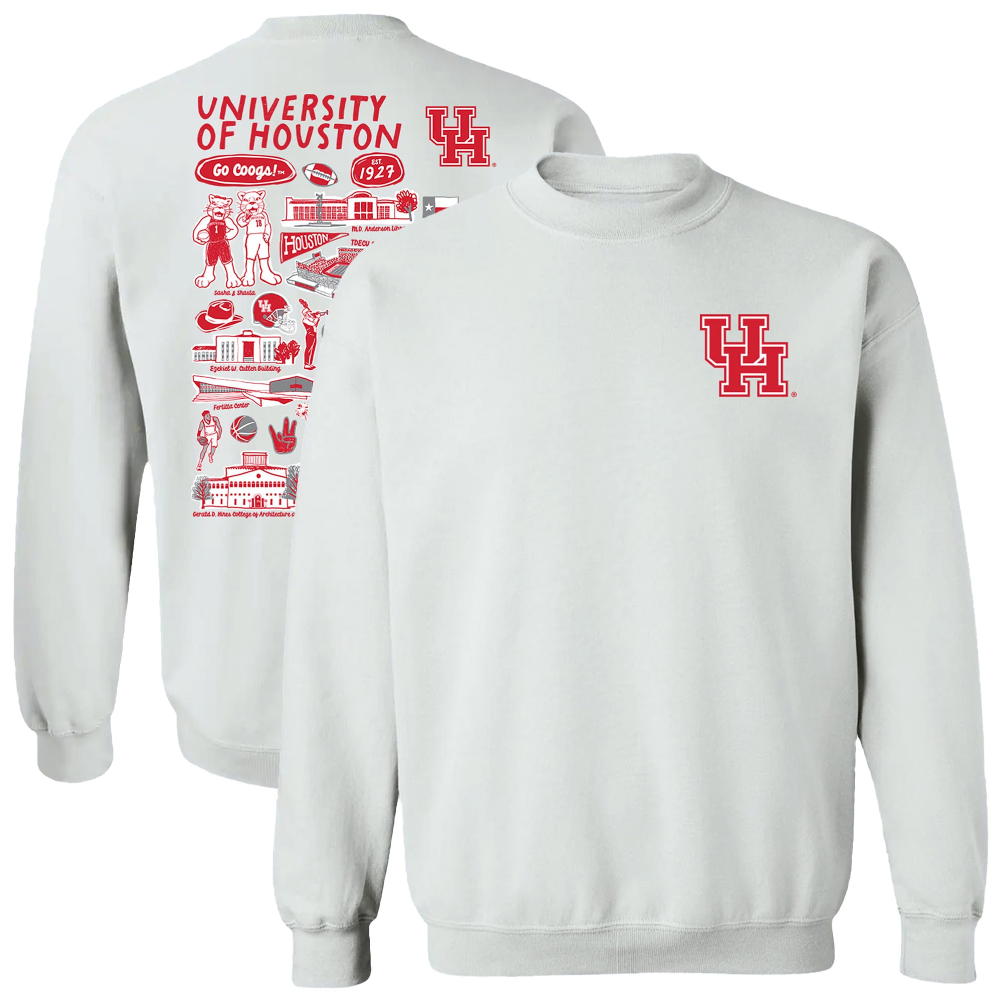 Women's Vive La Fete  White Houston Cougars Impressions Artwork Pullover Sweatshirt