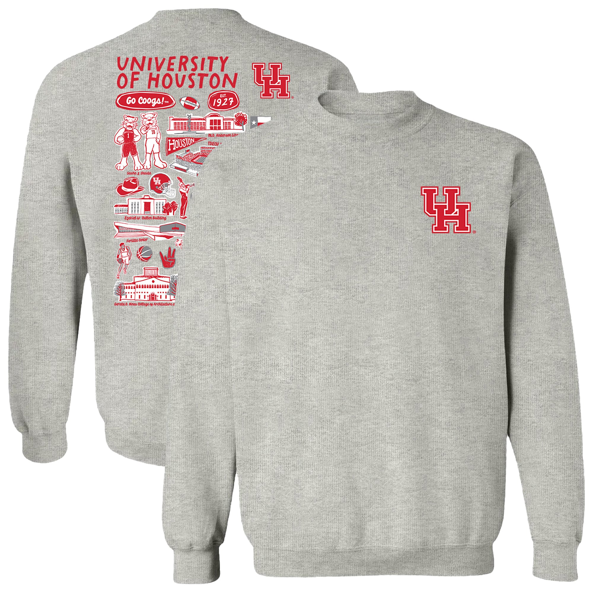 Women's Vive La Fete  Gray Houston Cougars Impressions Artwork Pullover Sweatshirt