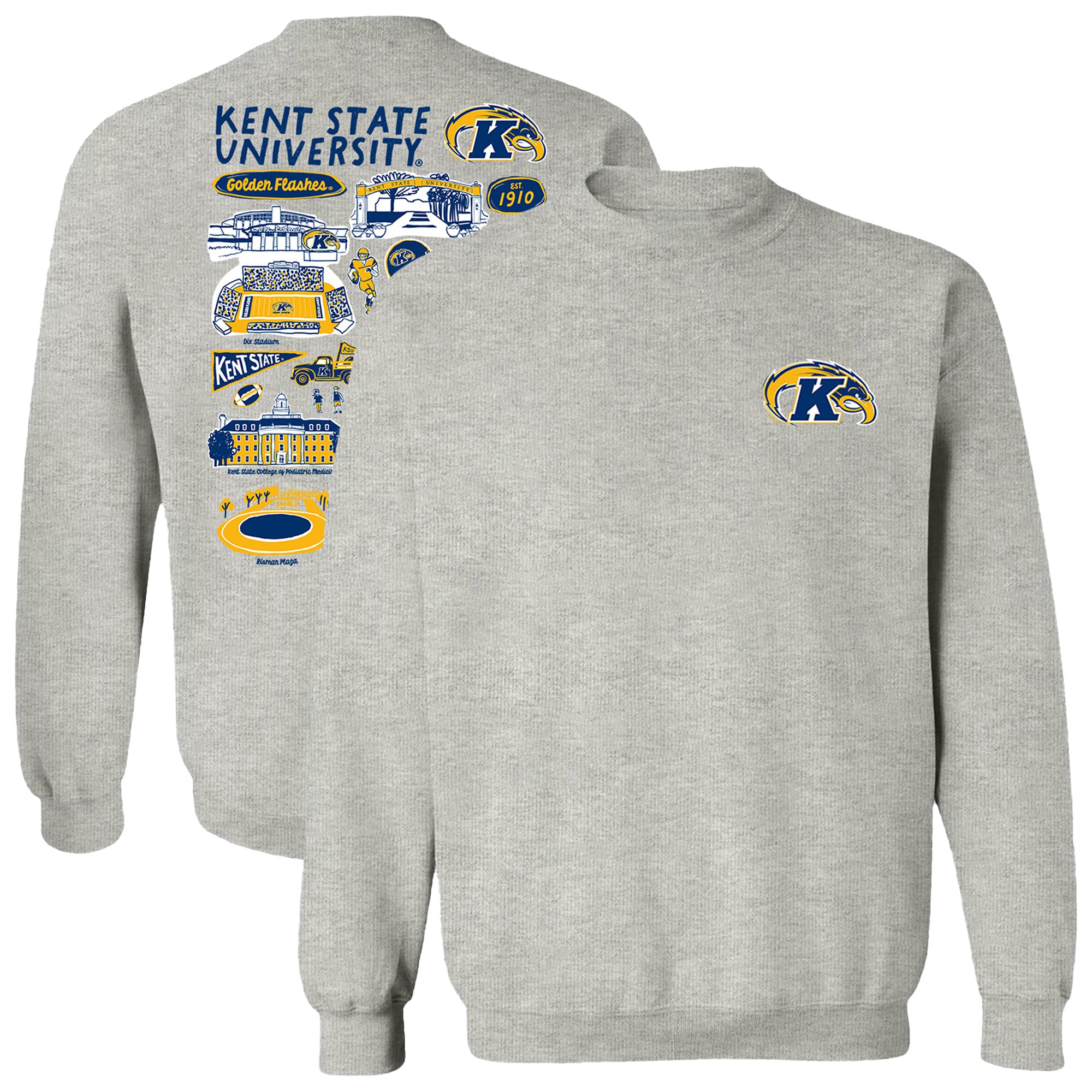 Women's Vive La Fete  Gray Kent State Golden Flashes Impressions Artwork Pullover Sweatshirt