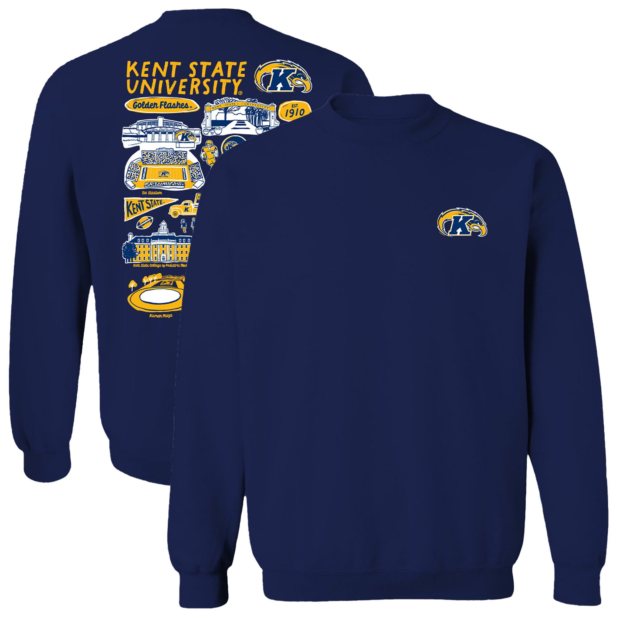 Women's Vive La Fete  Navy Kent State Golden Flashes Impressions Artwork Pullover Sweatshirt