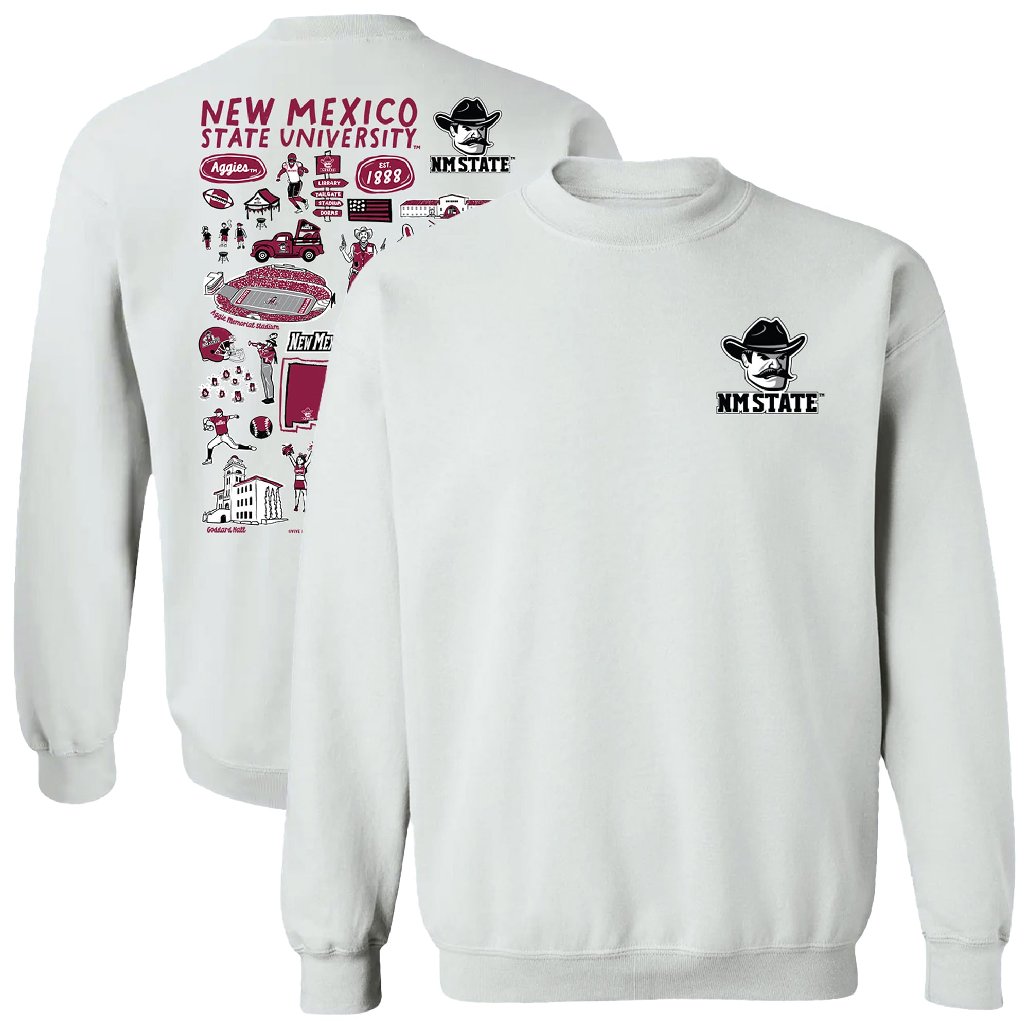 Women's Vive La Fete  White New Mexico State Aggies Impressions Artwork Pullover Sweatshirt