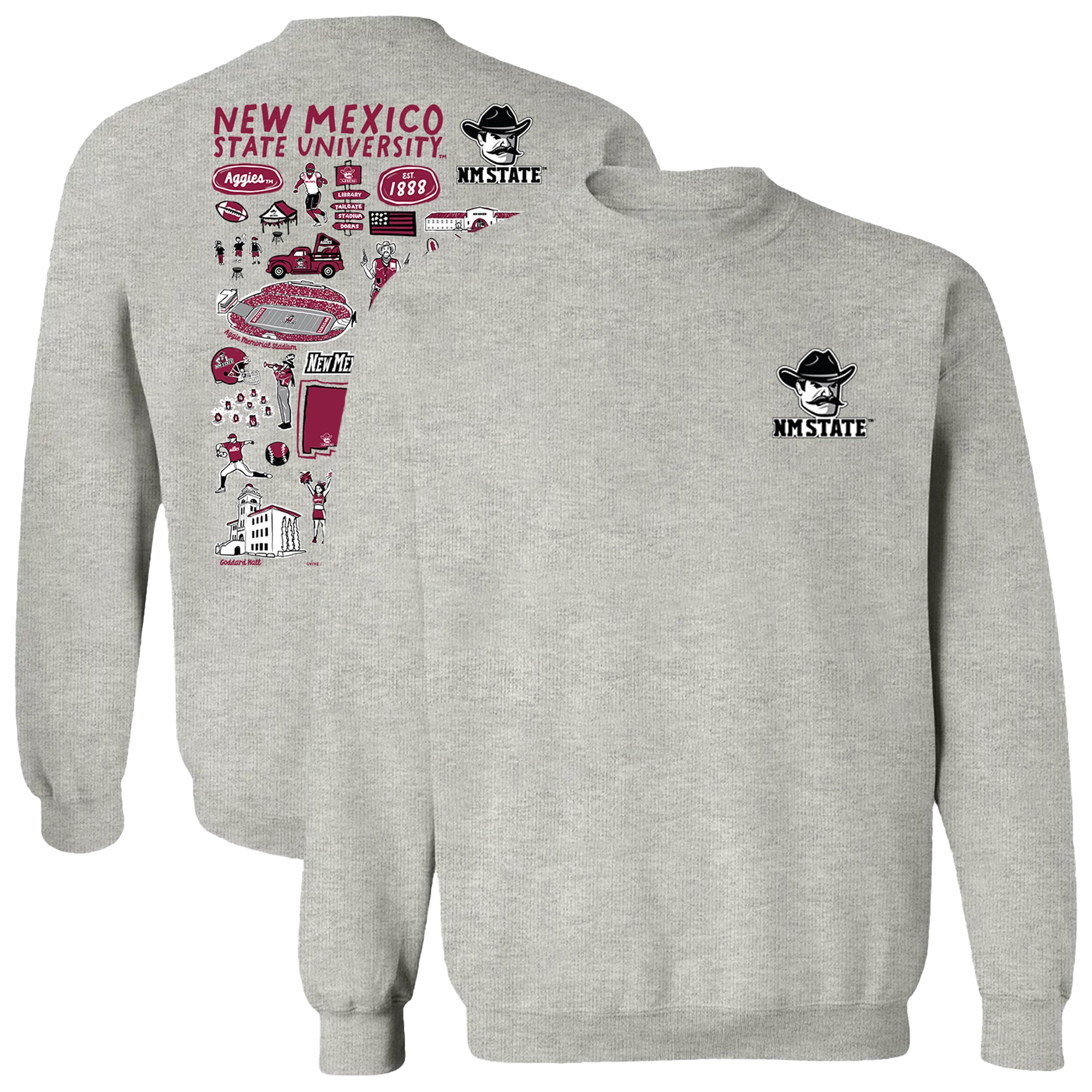 Women's Vive La Fete  Gray New Mexico State Aggies Impressions Artwork Pullover Sweatshirt