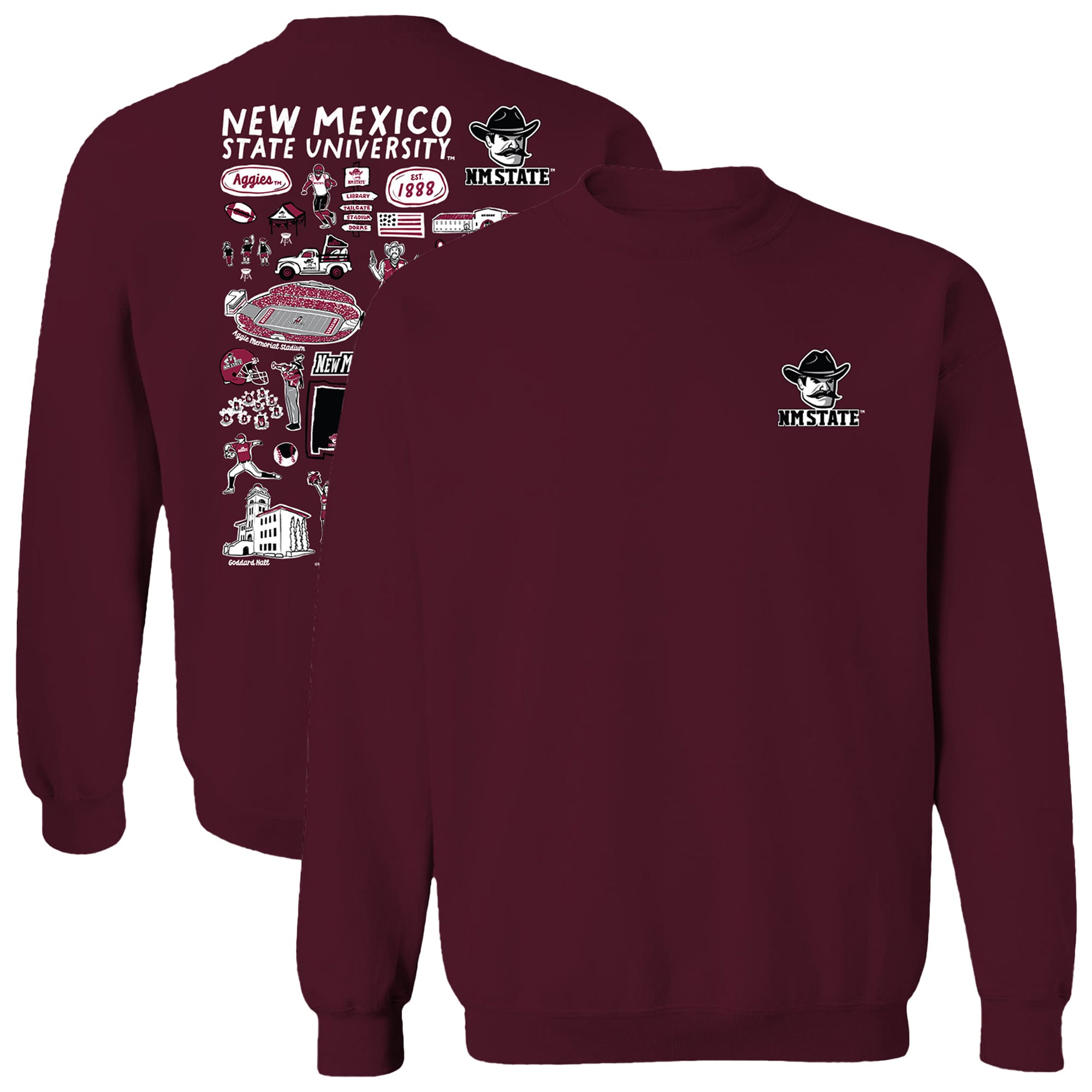 Women's Vive La Fete  Maroon New Mexico State Aggies Impressions Artwork Pullover Sweatshirt