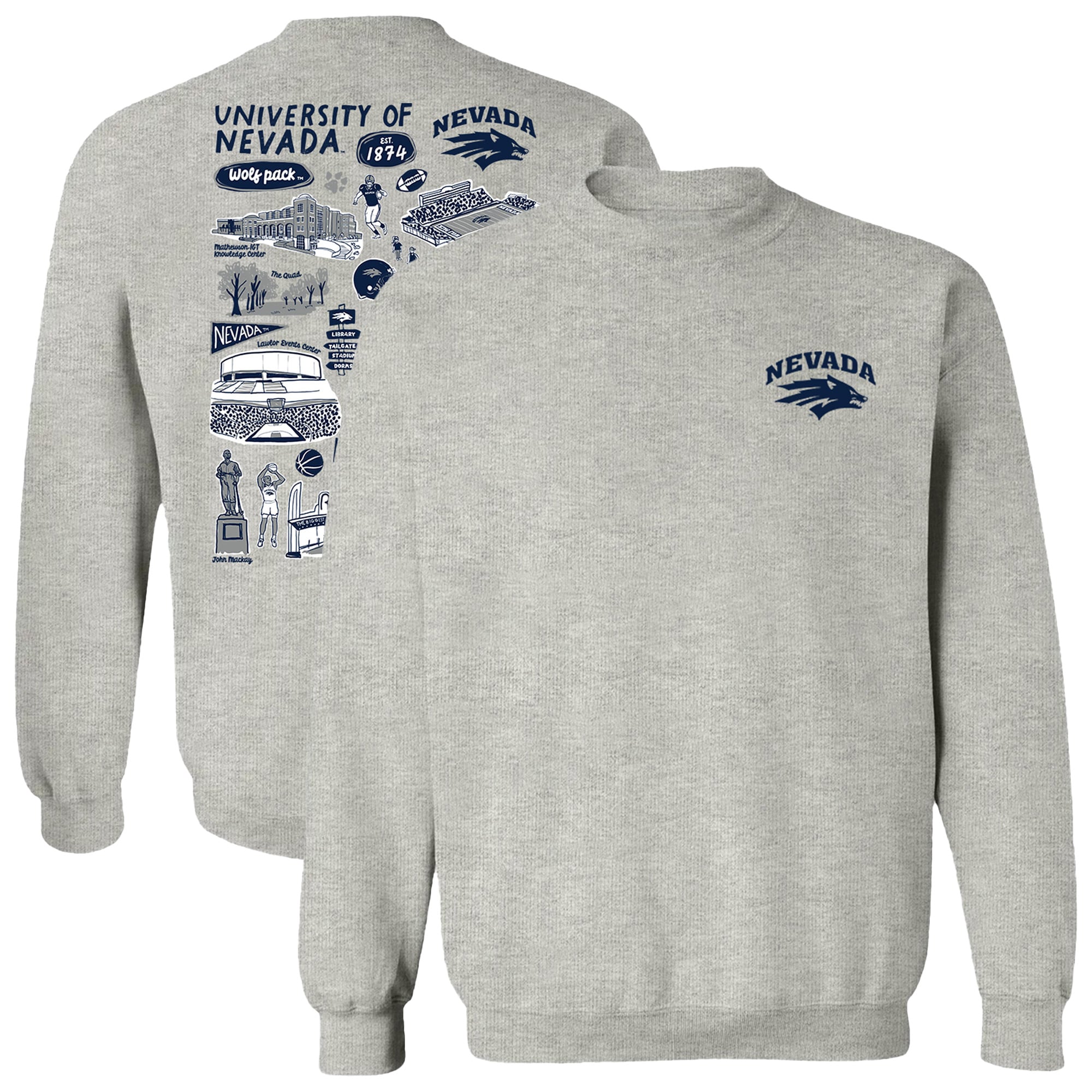 Women's Vive La Fete  Gray Nevada Wolf Pack Impressions Artwork Pullover Sweatshirt