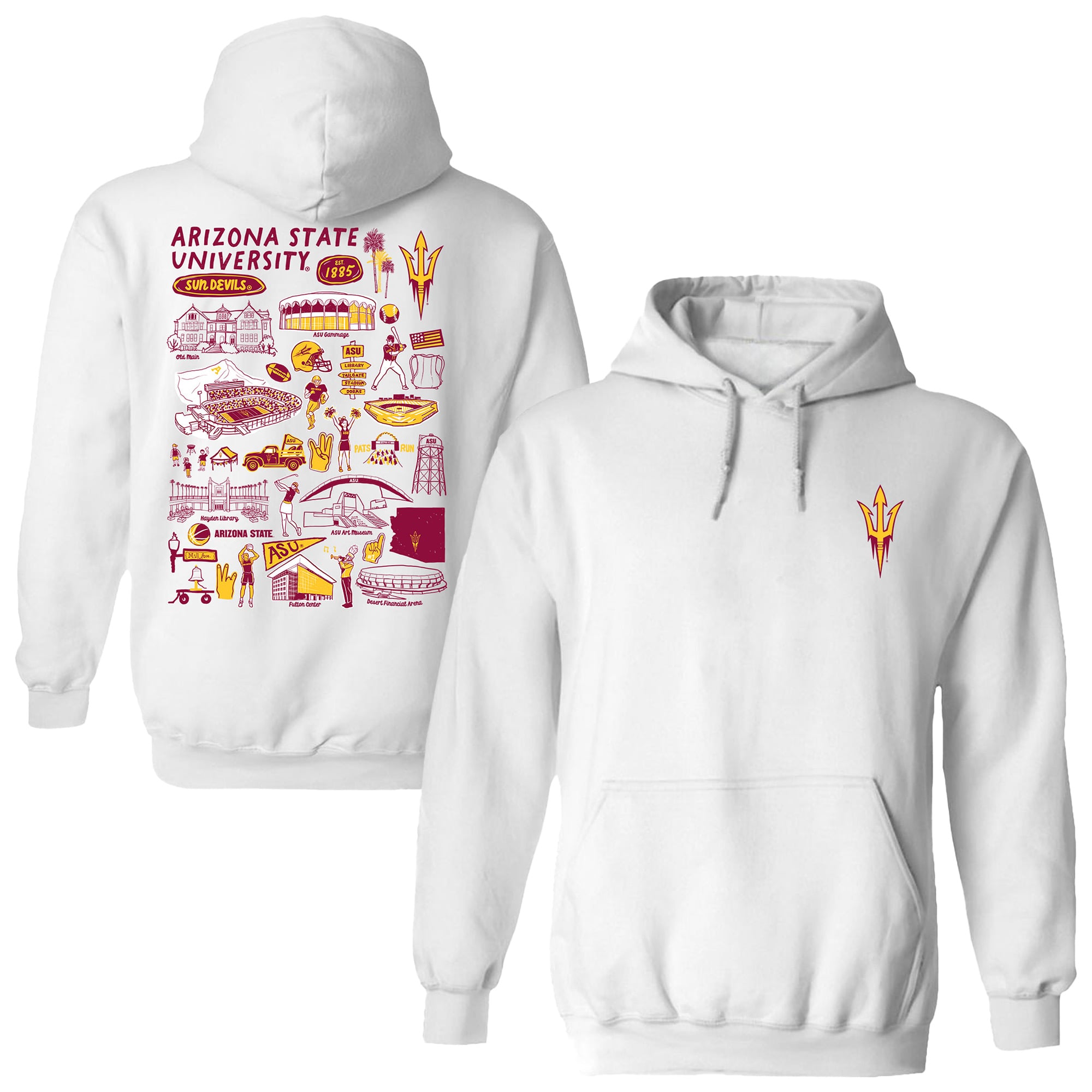 Women's Vive La Fete  White Arizona State Sun Devils Impressions Artwork Pullover Hoodie