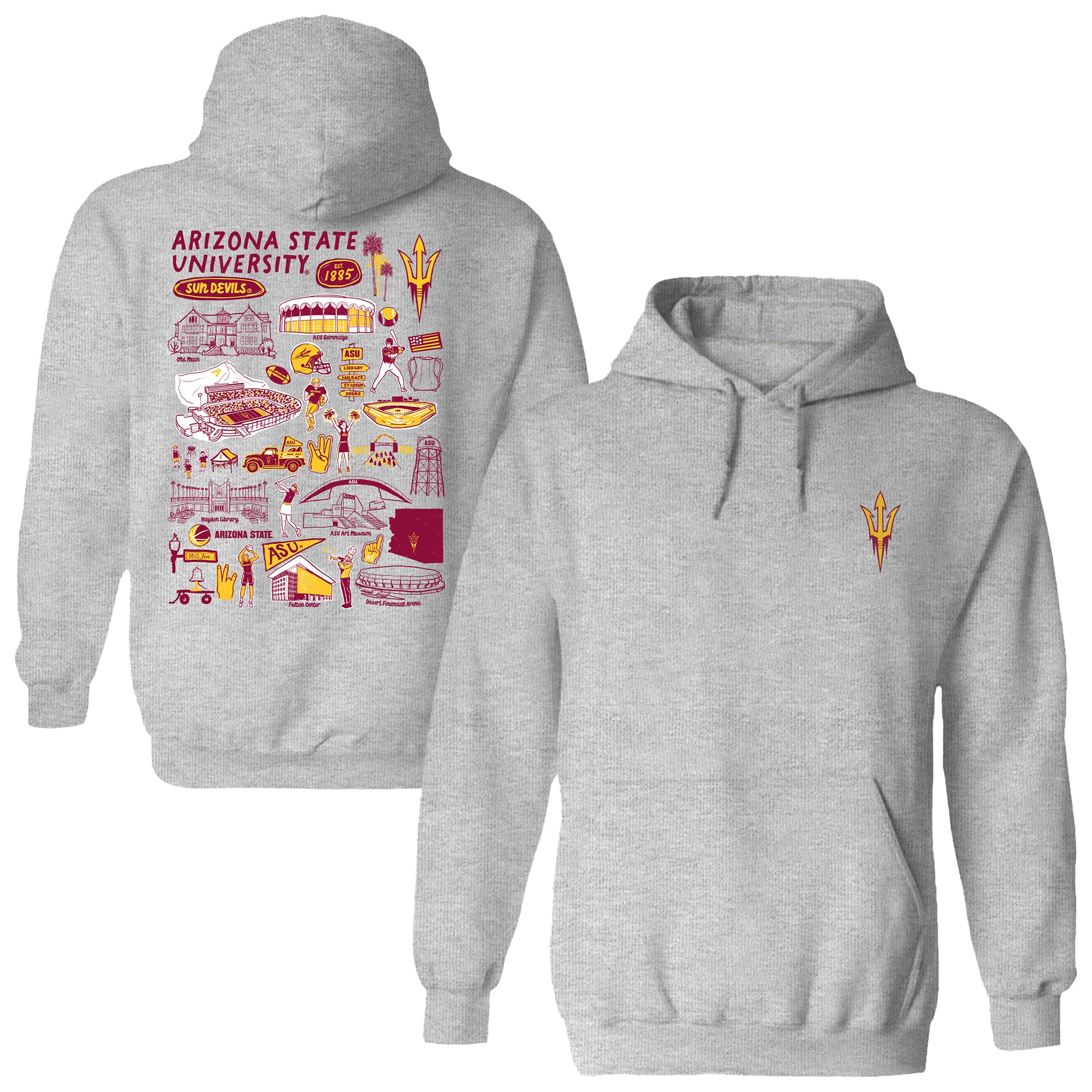 Women's Vive La Fete  Gray Arizona State Sun Devils Impressions Artwork Pullover Hoodie