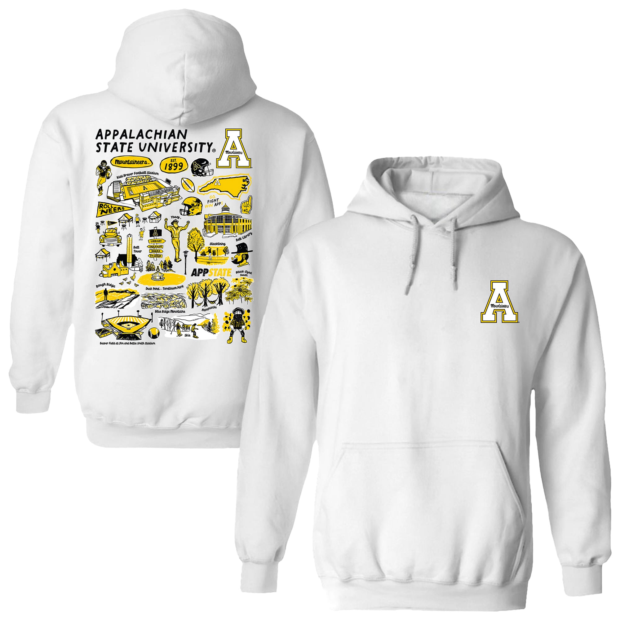 Women's Vive La Fete  White Appalachian State Mountaineers Impressions Artwork Pullover Hoodie