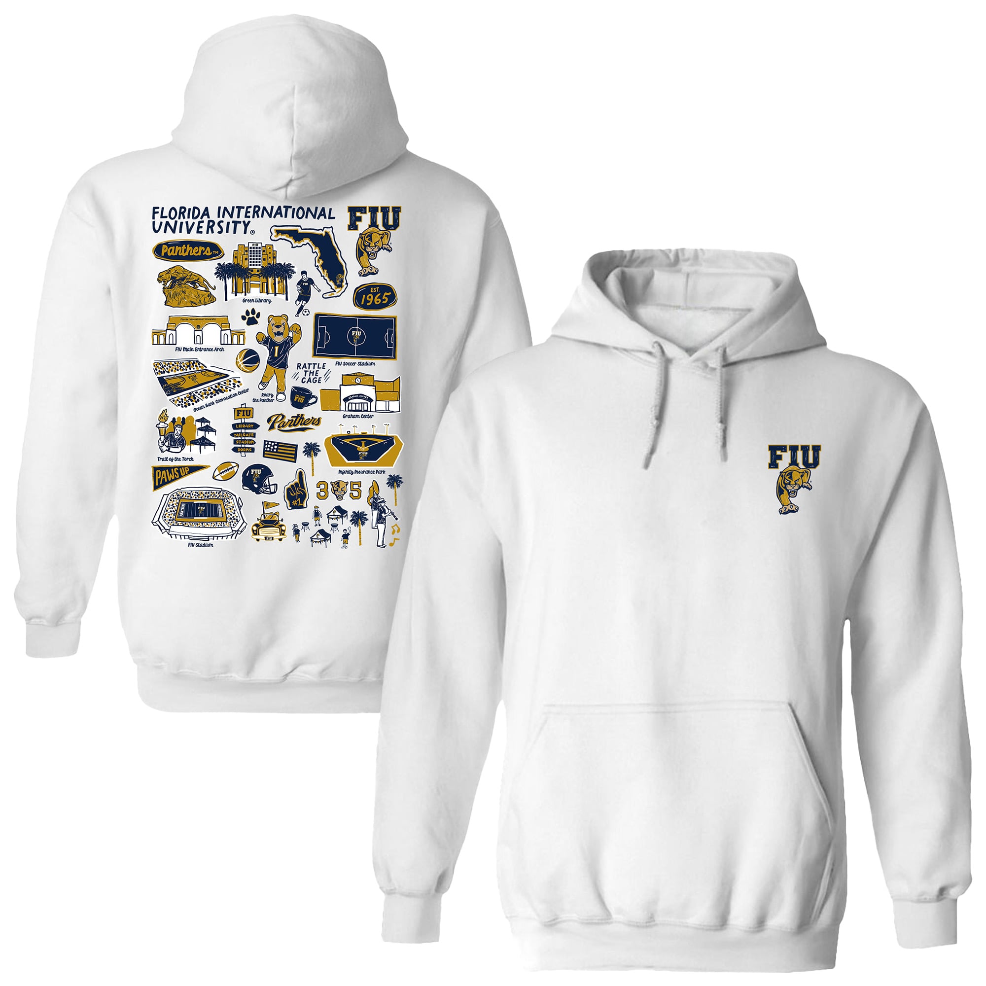 Women's Vive La Fete  White FIU Panthers Impressions Artwork Pullover Hoodie