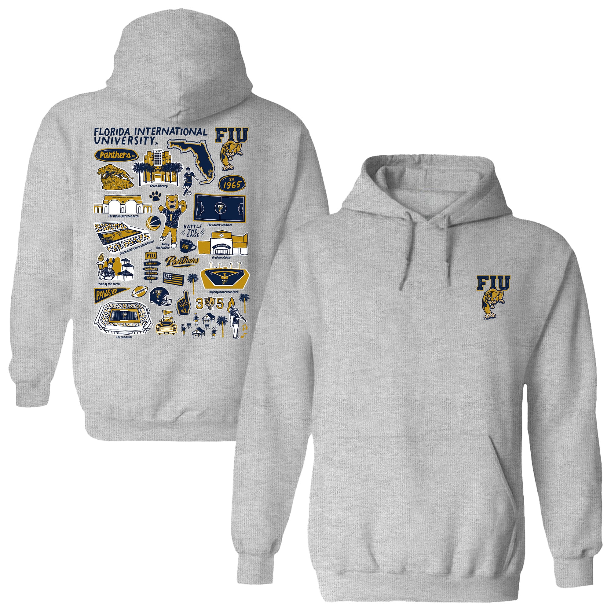 Women's Vive La Fete  Gray FIU Panthers Impressions Artwork Pullover Hoodie