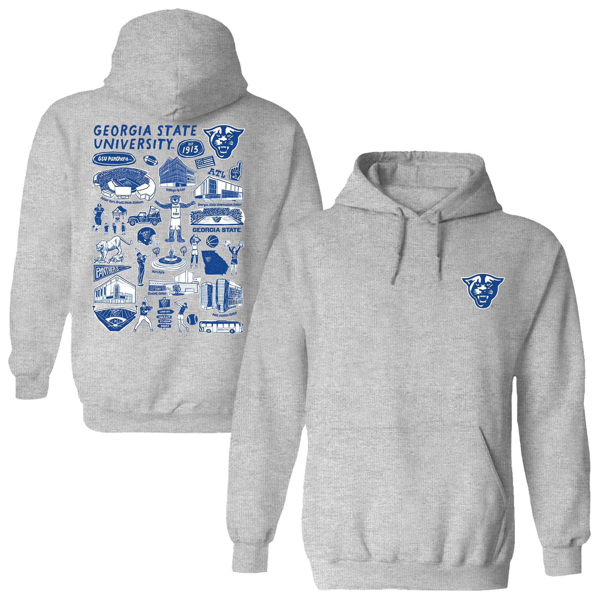 Women's Vive La Fete  Gray Georgia State Panthers Impressions Artwork Pullover Hoodie