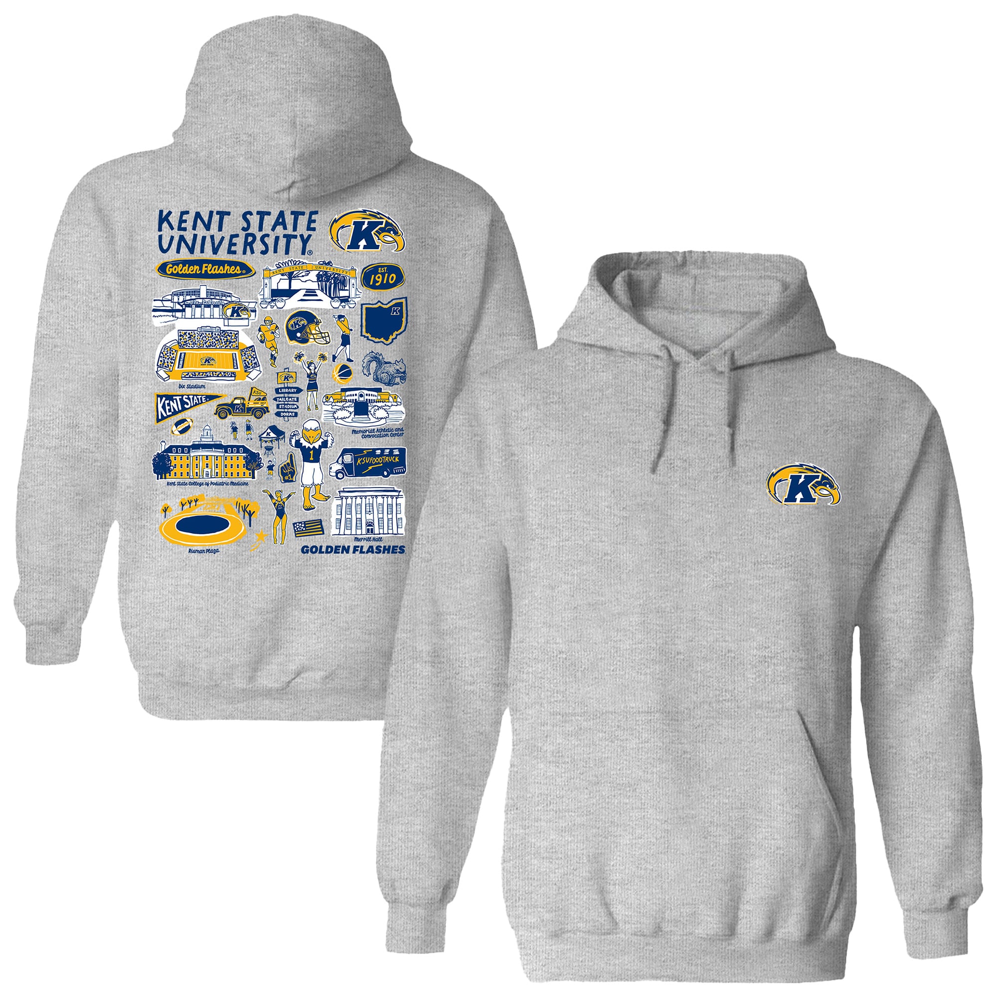 Women's Vive La Fete  Gray Kent State Golden Flashes Impressions Artwork Pullover Hoodie