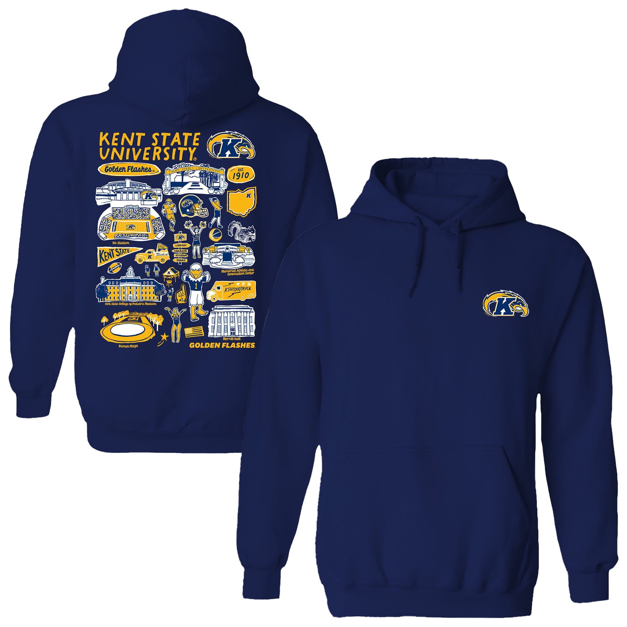 Women's Vive La Fete  Navy Kent State Golden Flashes Impressions Artwork Pullover Hoodie