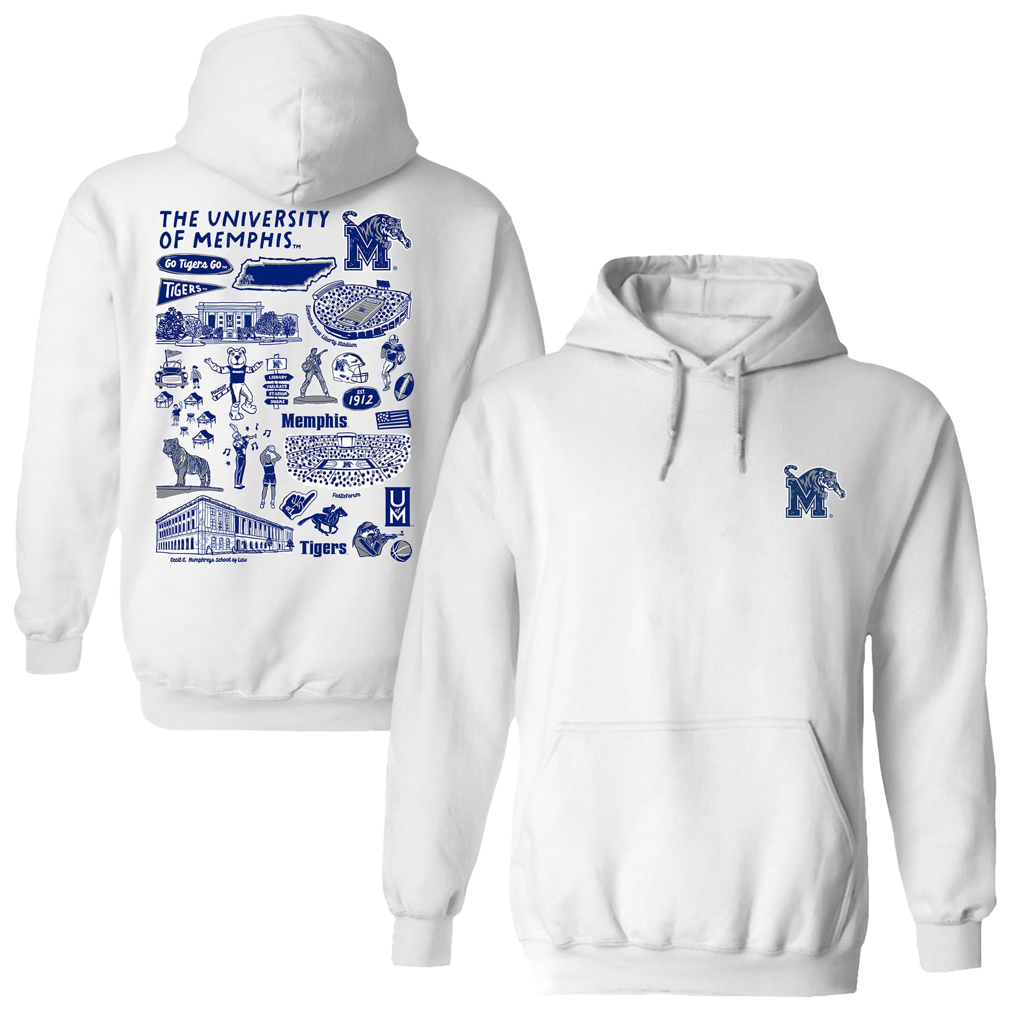 Women's Vive La Fete  White Memphis Tigers Impressions Artwork Pullover Hoodie