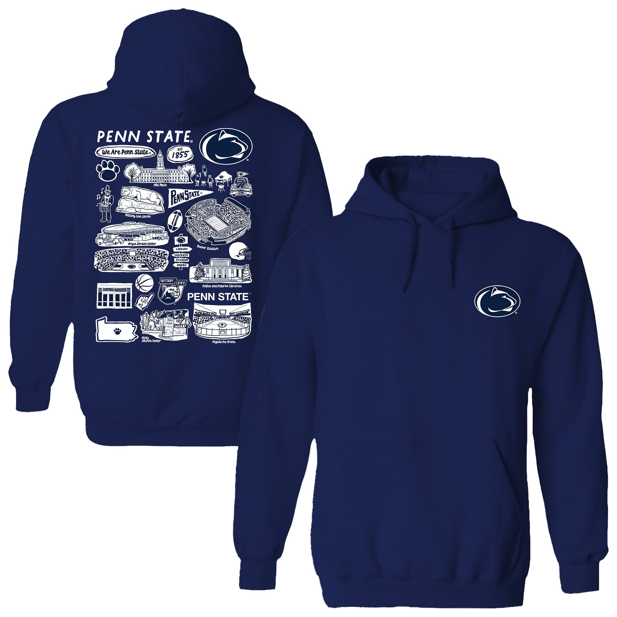 Women's Vive La Fete  Navy Penn State Nittany Lions Impressions Artwork Pullover Hoodie