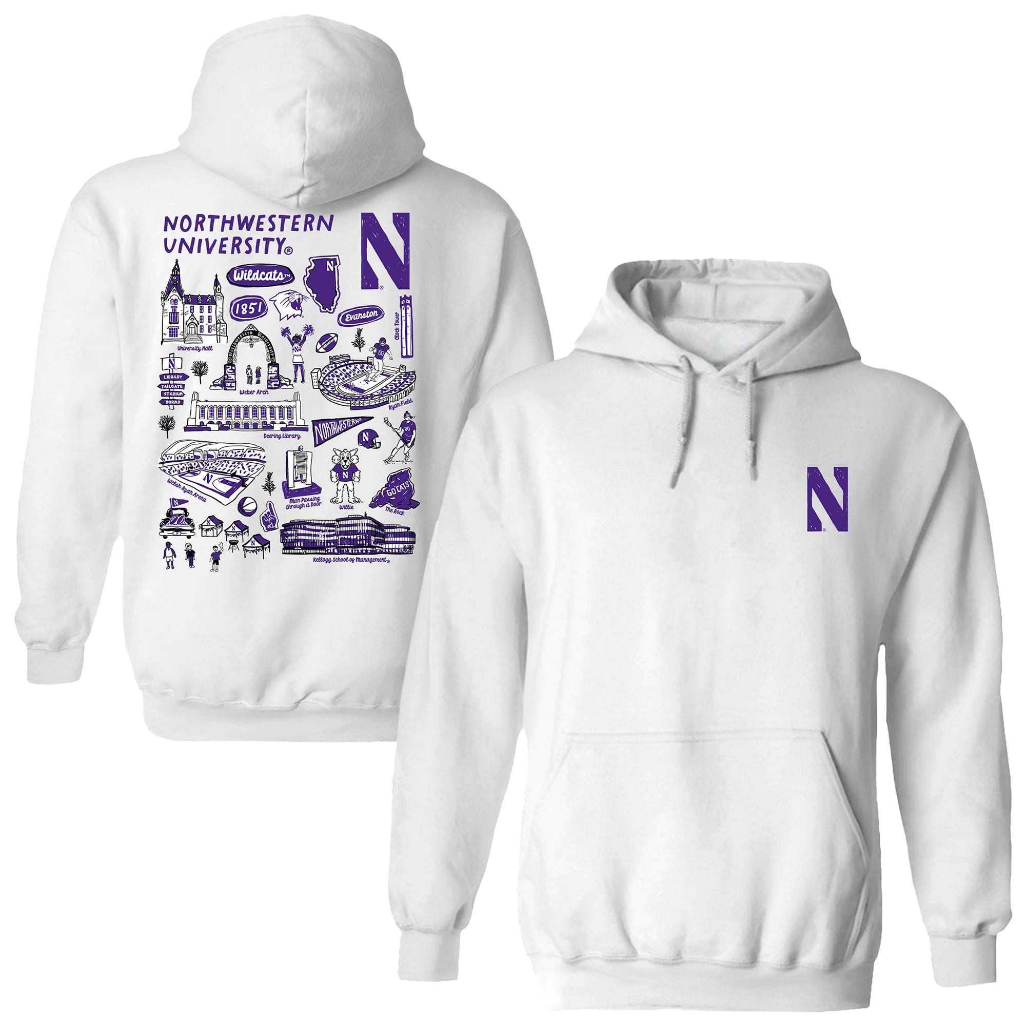 Women's Vive La Fete  White Northwestern Wildcats Impressions Artwork Pullover Hoodie