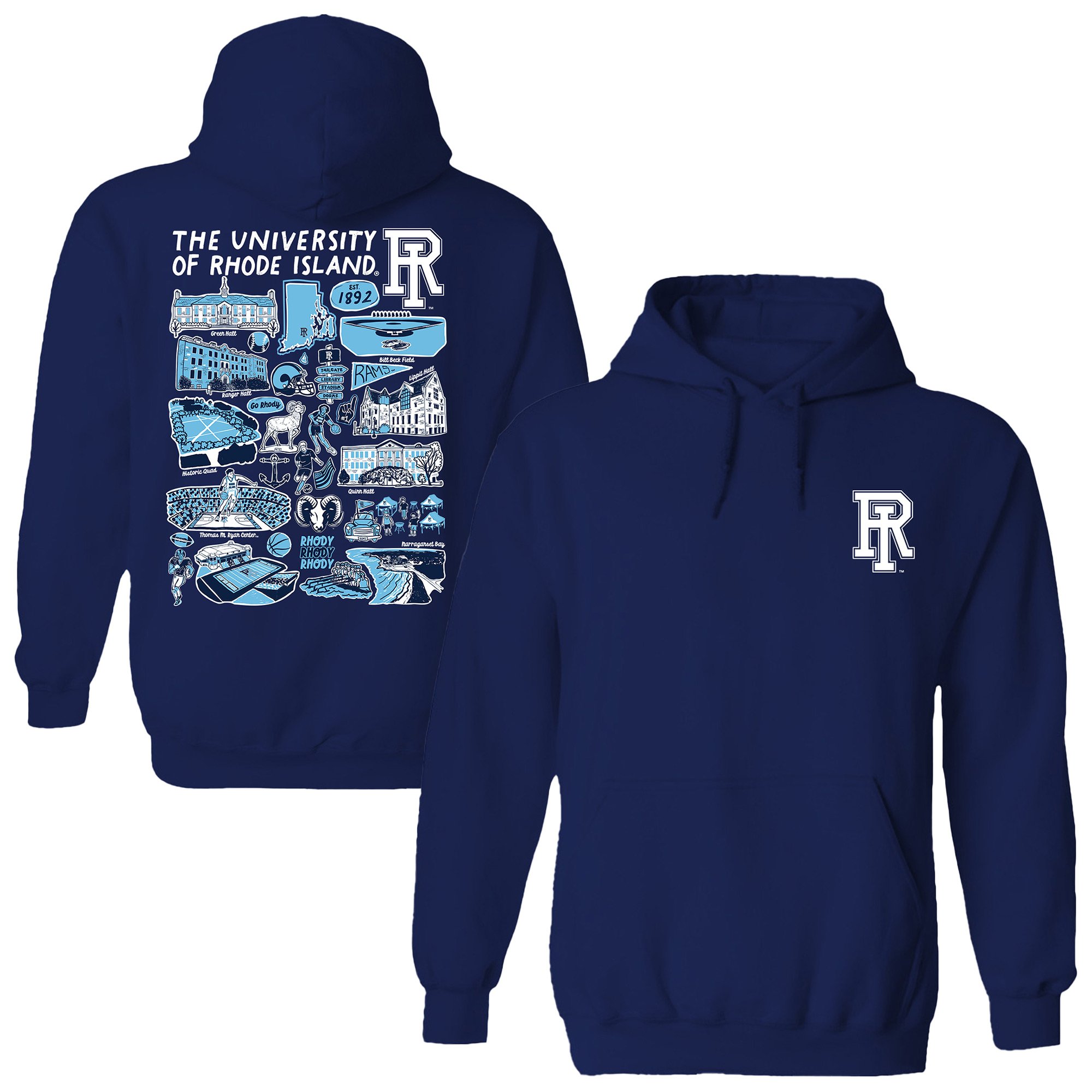 Women’s Vive La Fete Navy Rhode Island Rams Impressions Artwork Pullover Hoodie Women’s Vive La Fete Navy Rhode Island Rams Impressions Artwork Pullover Hoodie