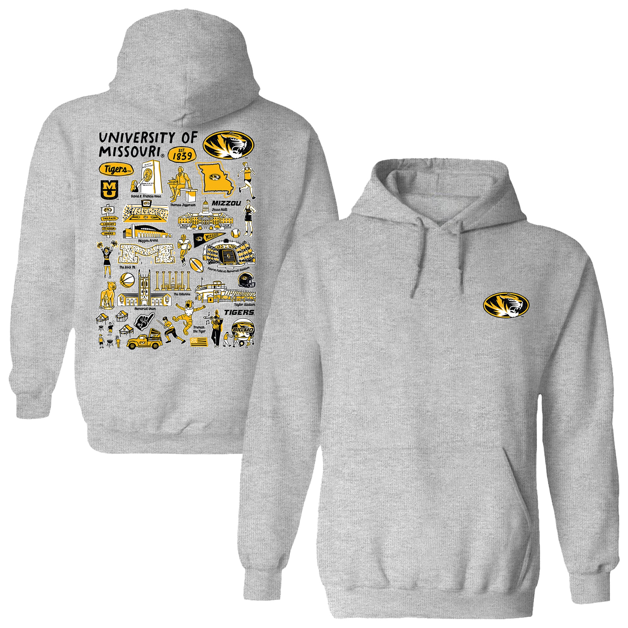 Women's Vive La Fete  Gray Missouri Tigers Impressions Artwork Pullover Hoodie