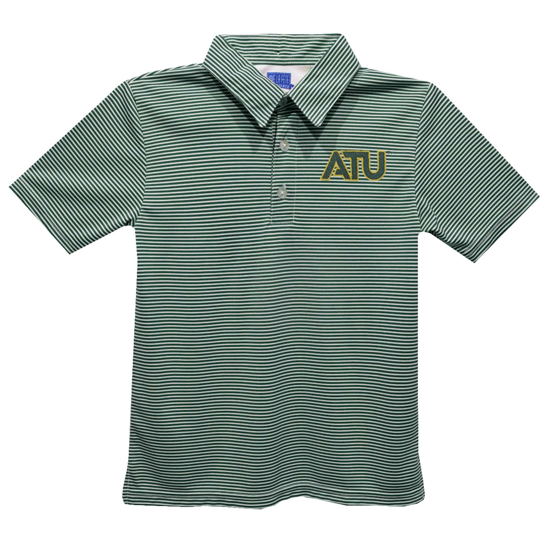 Toddler Vive La Fete Green Arkansas Tech Pencil Stripe Polo