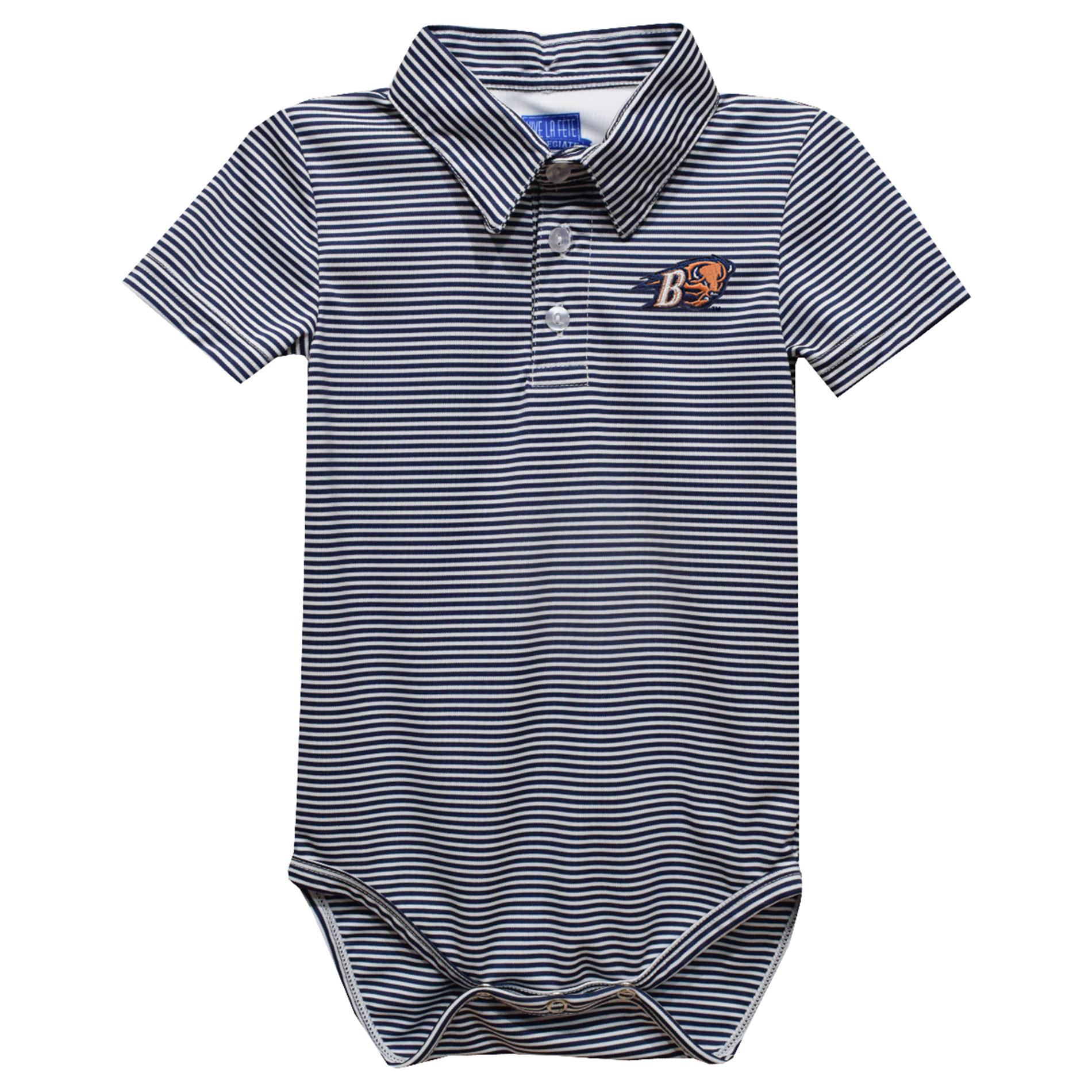 Infant Vive La Fete Navy Bucknell Bison Polo Pencil Stripe Bodysuit Infant Vive La Fete Navy Bucknell Bison Polo Pencil Stripe Bodysuit