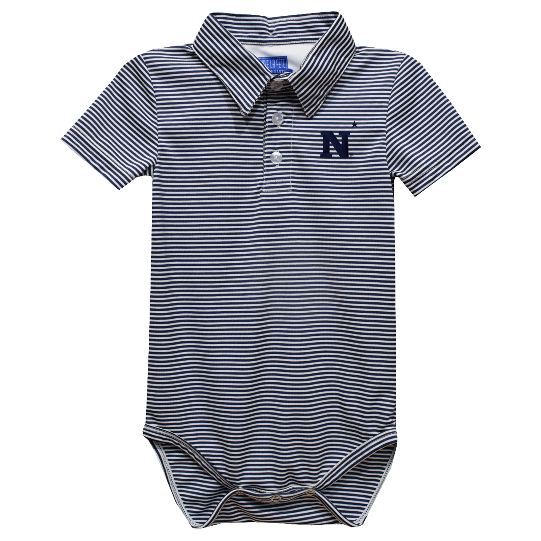 Infant Vive La Fete Navy Navy Midshipmen Polo Pencil Stripe Bodysuit Infant Vive La Fete Navy Navy Midshipmen Polo Pencil Stripe Bodysuit