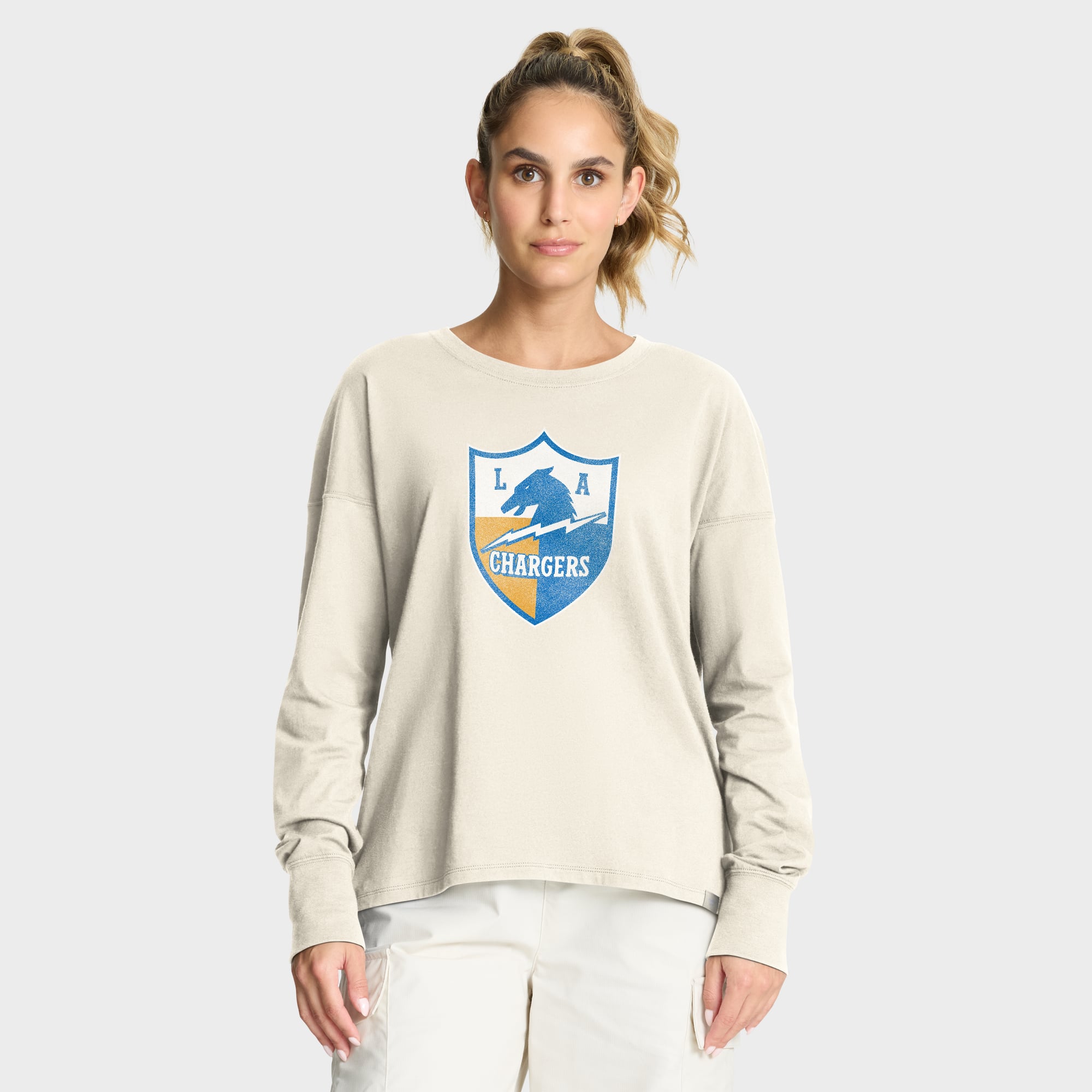 Women’s Fanatics Cream Los Angeles Chargers Dove Legacy Long Sleeve T-Shirt Women’s Fanatics Cream Los Angeles Chargers Dove Legacy Long Sleeve T-Shirt