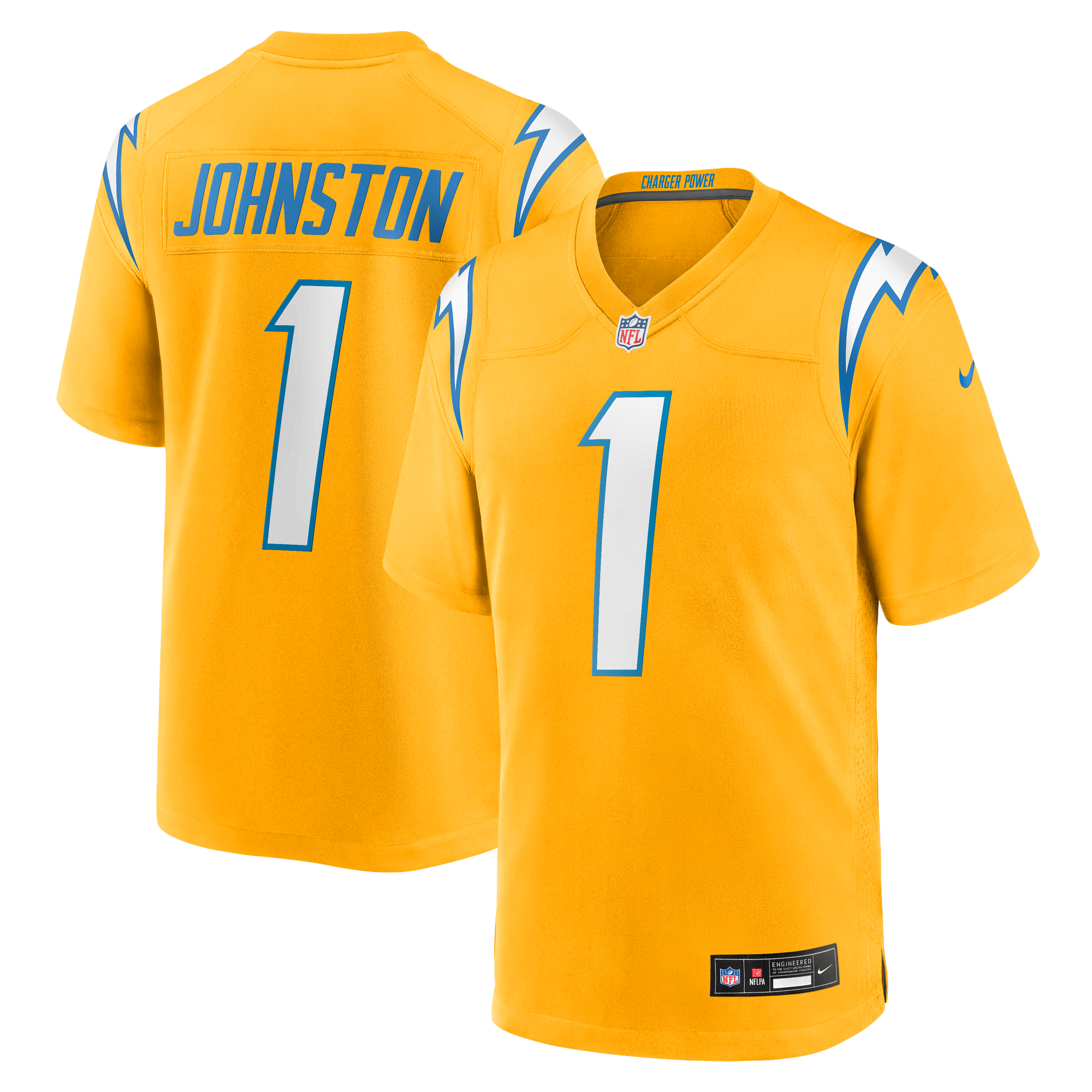 Men's Nike Quentin Johnston Gold Los Angeles Chargers Alternate Charger Power Game Player Jersey