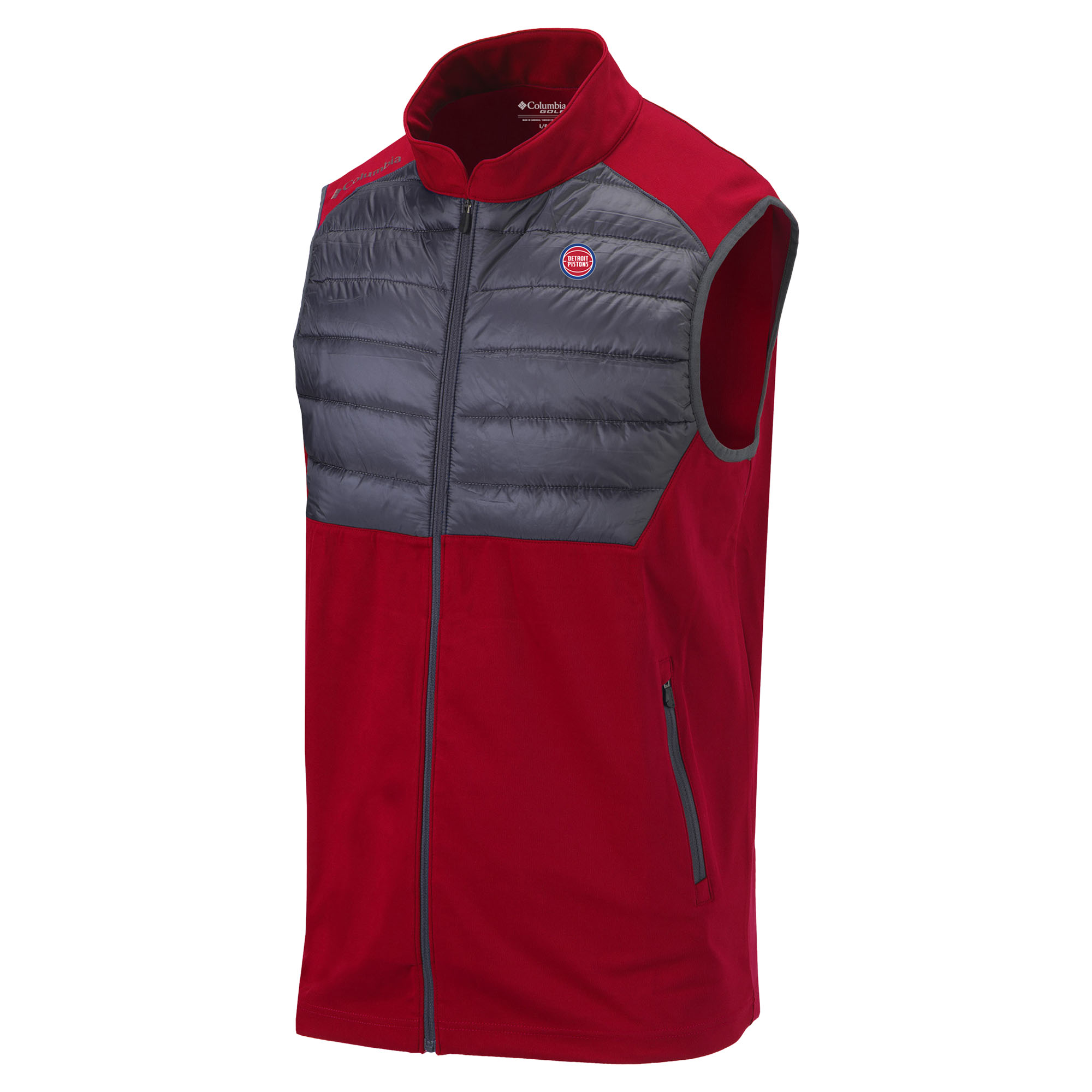 Men's Columbia Red Detroit Pistons Omni-Wick In The Element Full-Zip Vest