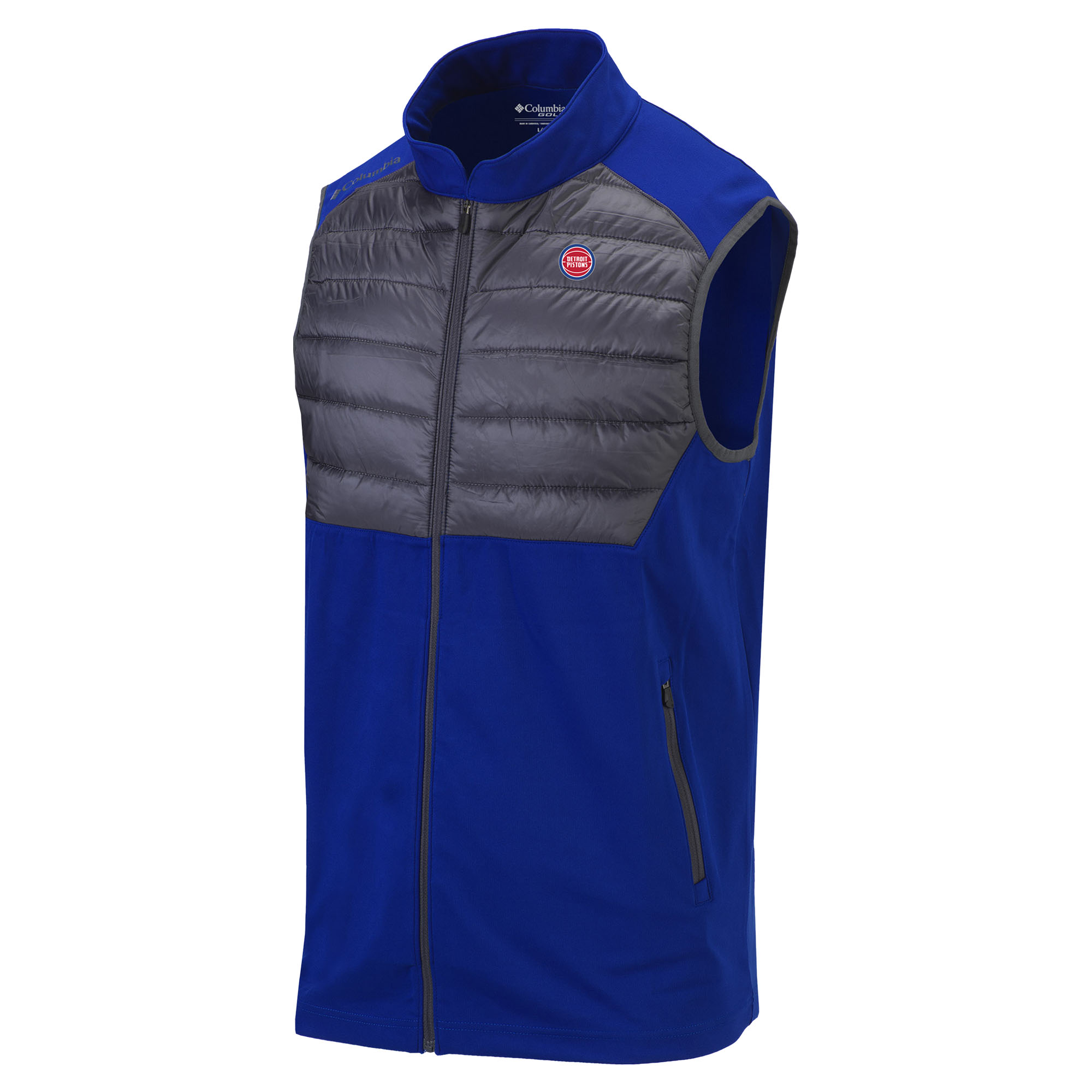Men's Columbia Blue Detroit Pistons Omni-Wick In The Element Full-Zip Vest