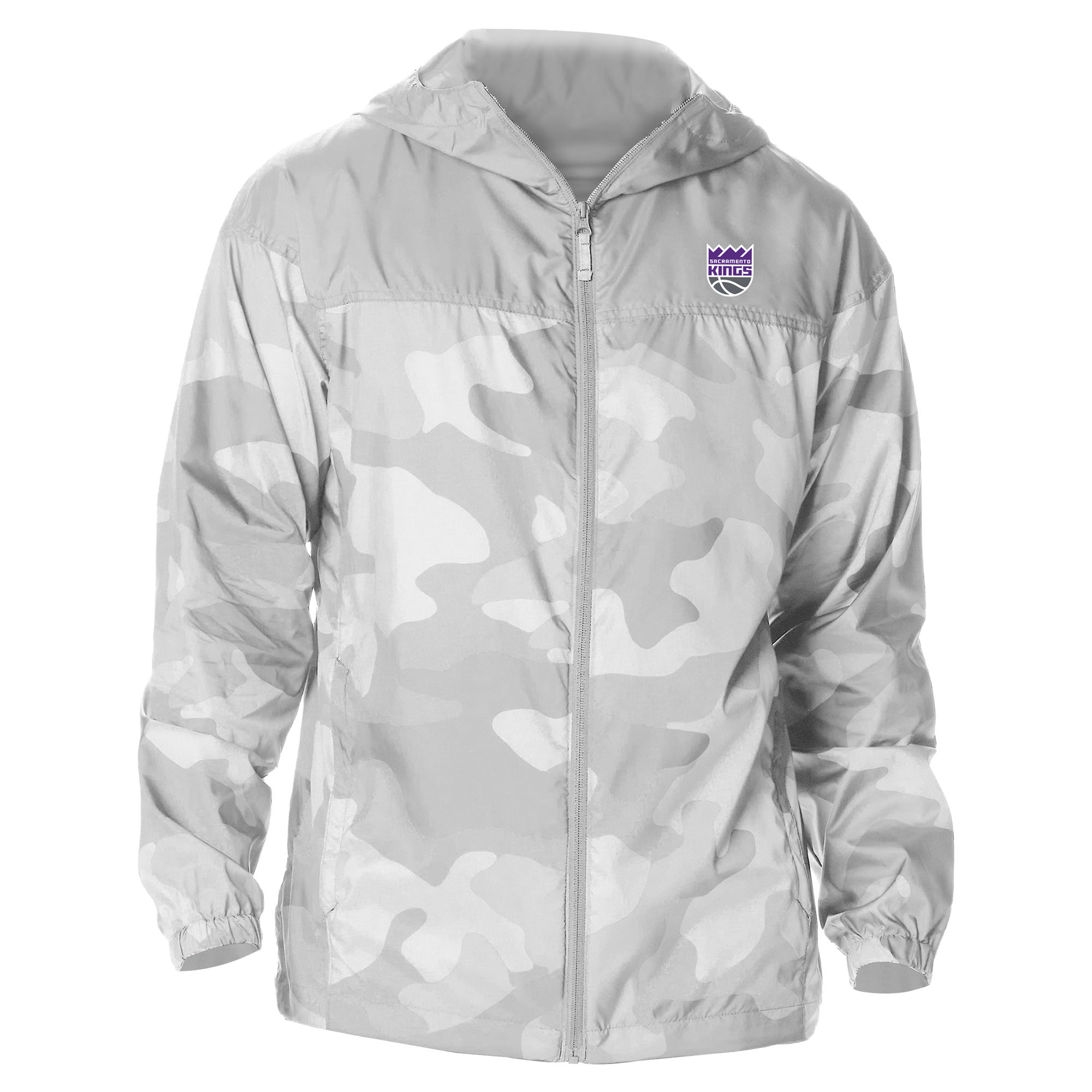 Men's Columbia Gray Sacramento Kings Camo Flash Challenger Windbreaker Full-Zip Jacket