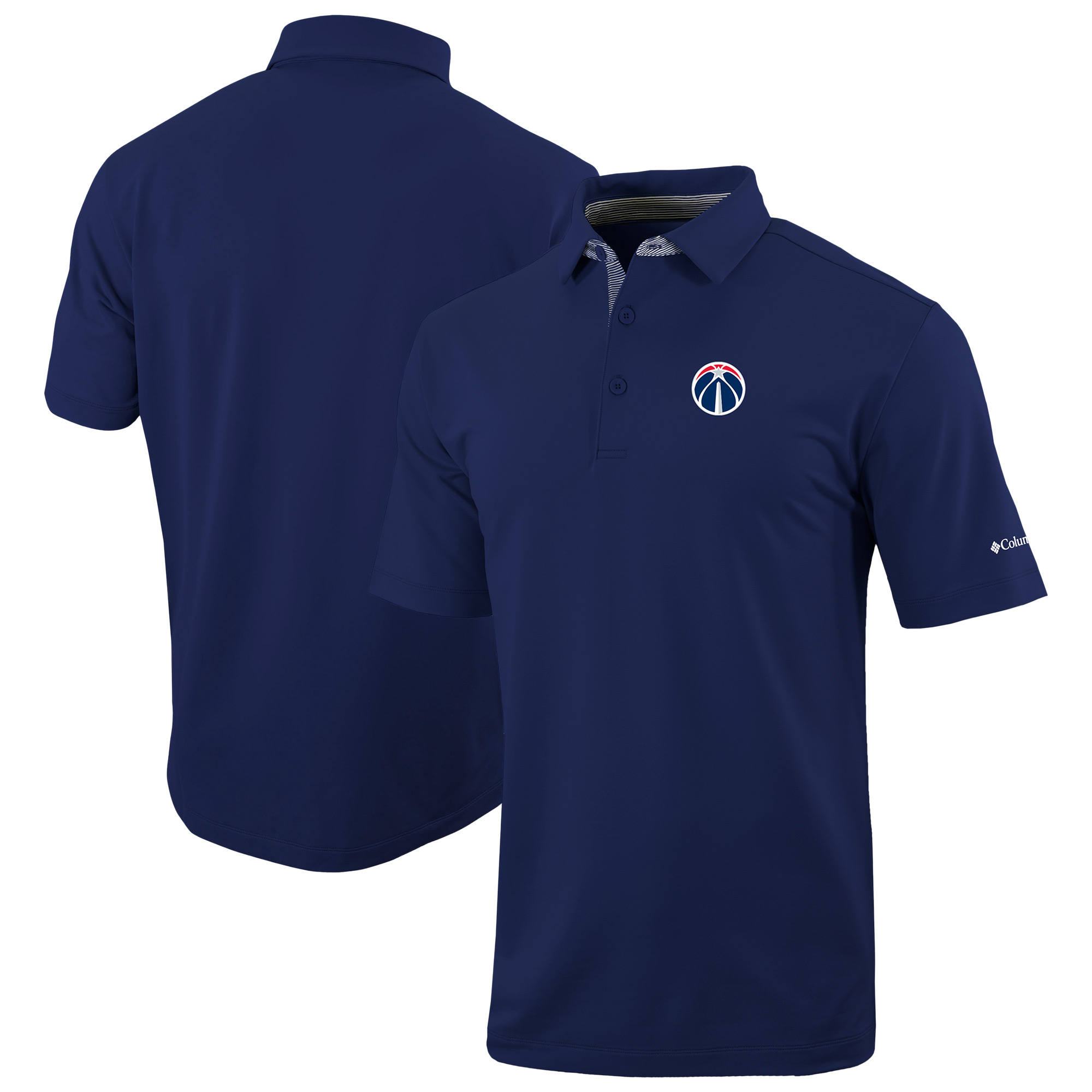 Men's Columbia Navy Washington Wizards Omni-Wick Even Lie Polo