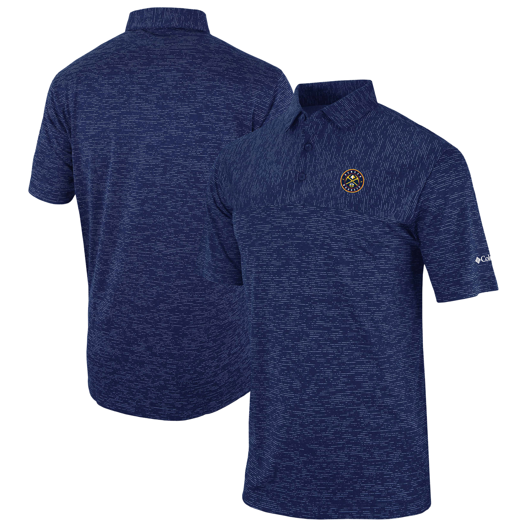 Men's Columbia Navy Denver Nuggets Omni-Wick Heading Out Polo