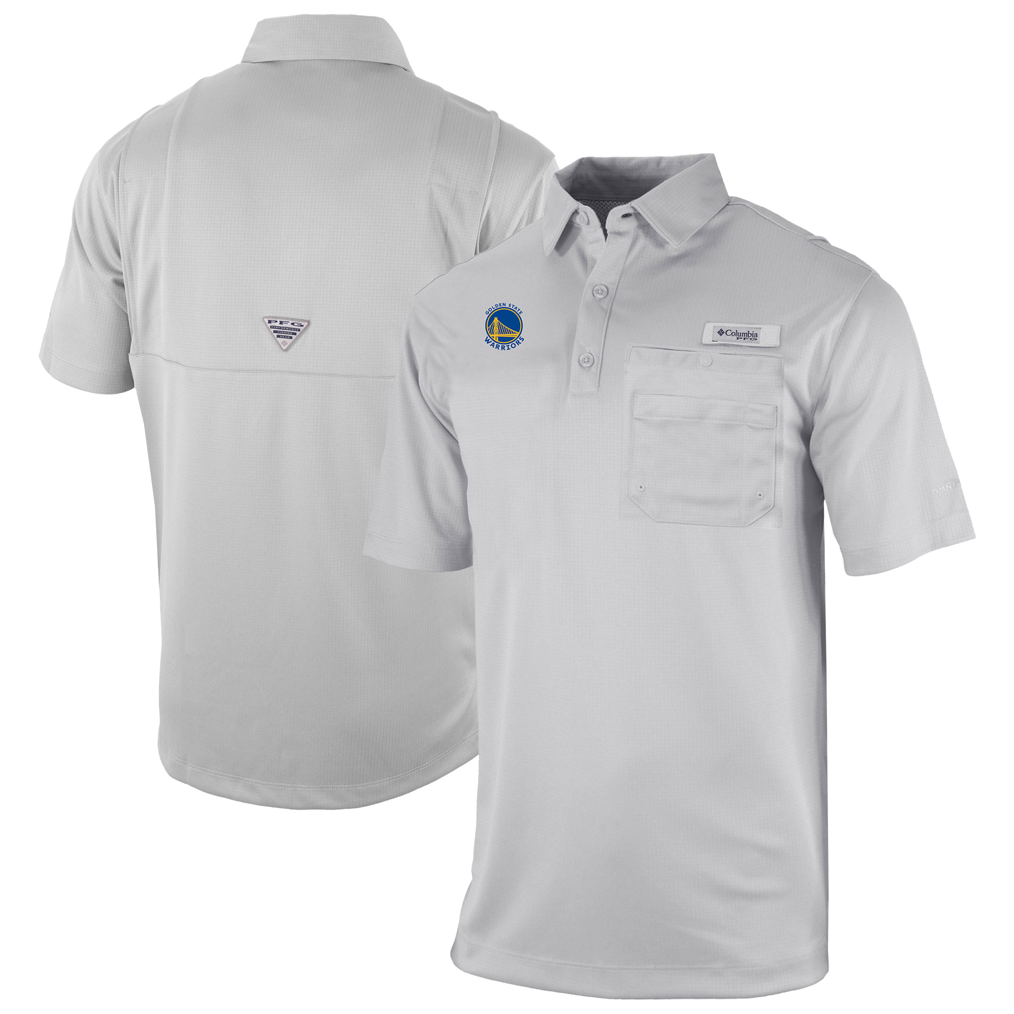 Men's Columbia Gray Golden State Warriors Omni-Wick Flycaster Pocket Polo