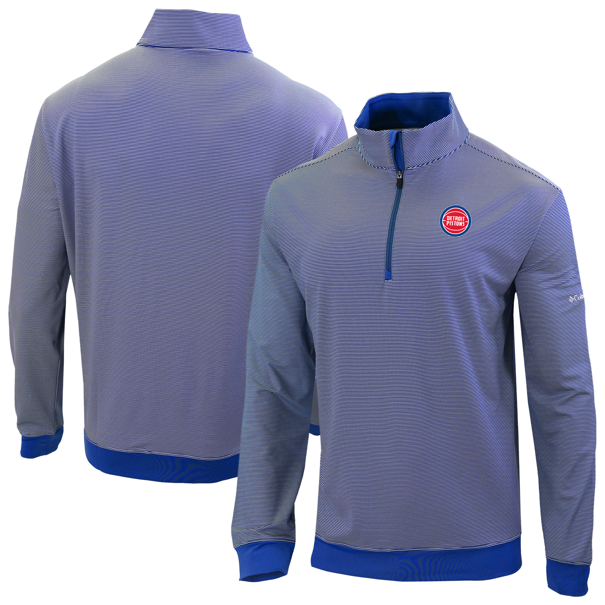Men's Columbia Blue Detroit Pistons Omni-Wick Even Lie Quarter-Zip Pullover