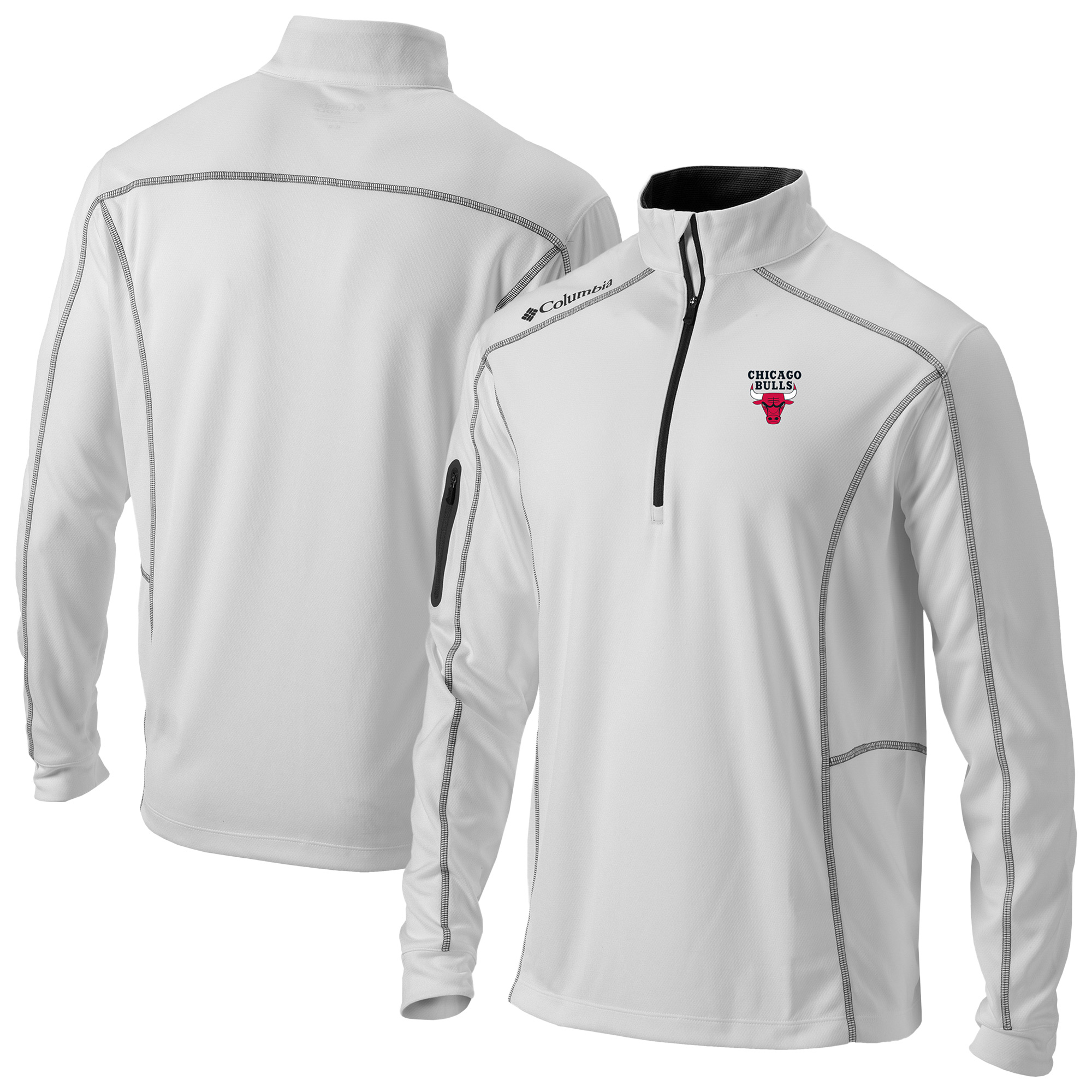 Men's Columbia White Chicago Bulls Omni-Wick Shotgun Quarter-Zip Pullover
