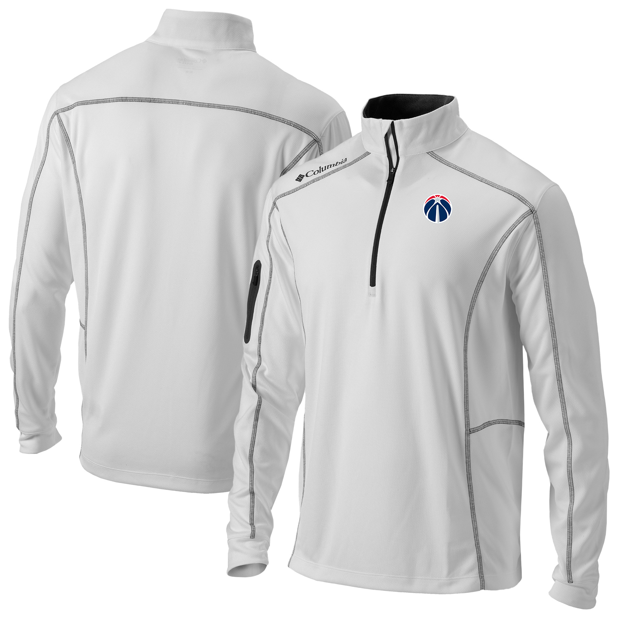 Men's Columbia White Washington Wizards Omni-Wick Shotgun Quarter-Zip Pullover