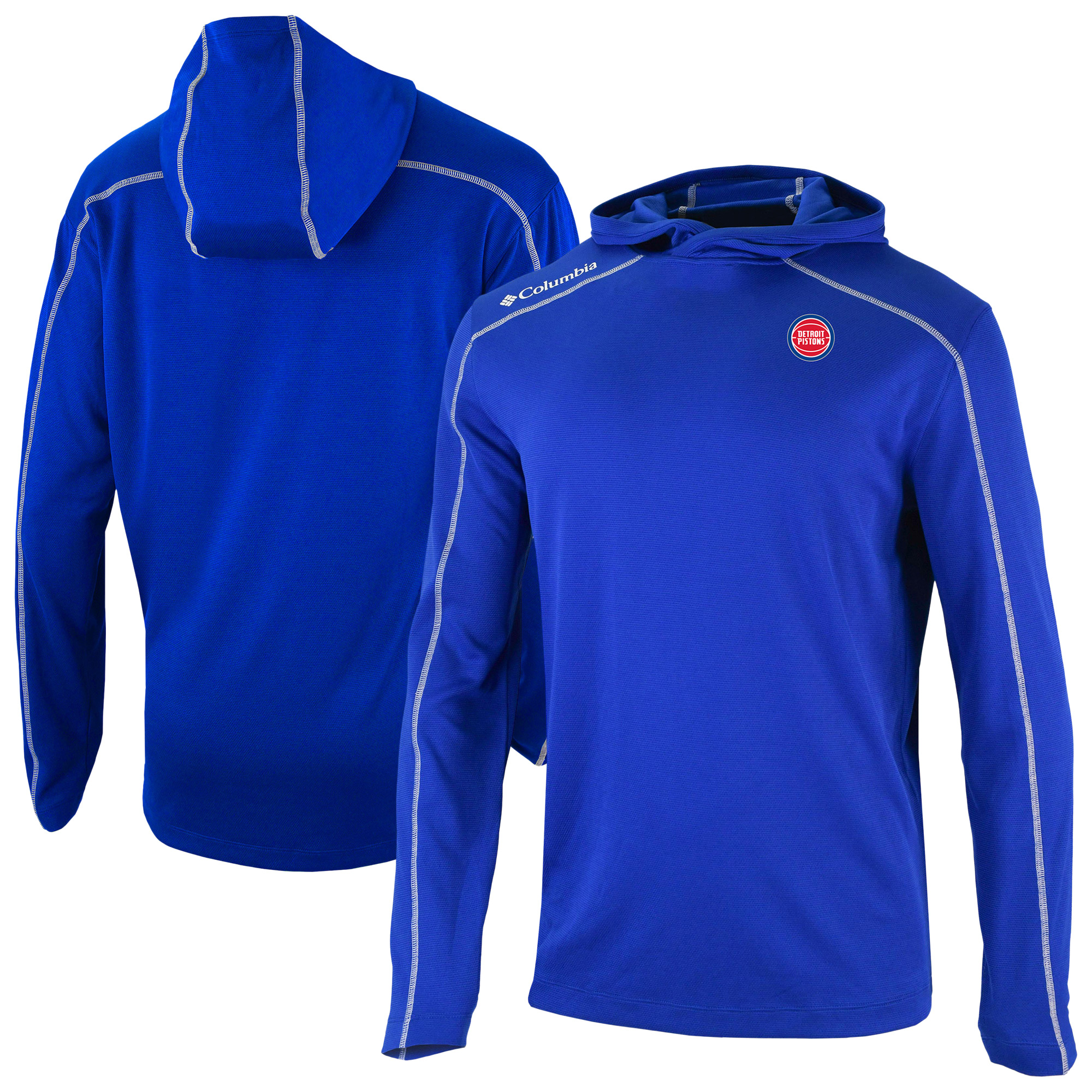 Men's Columbia Blue Detroit Pistons Omni-Wick Shotgun Pullover Hoodie